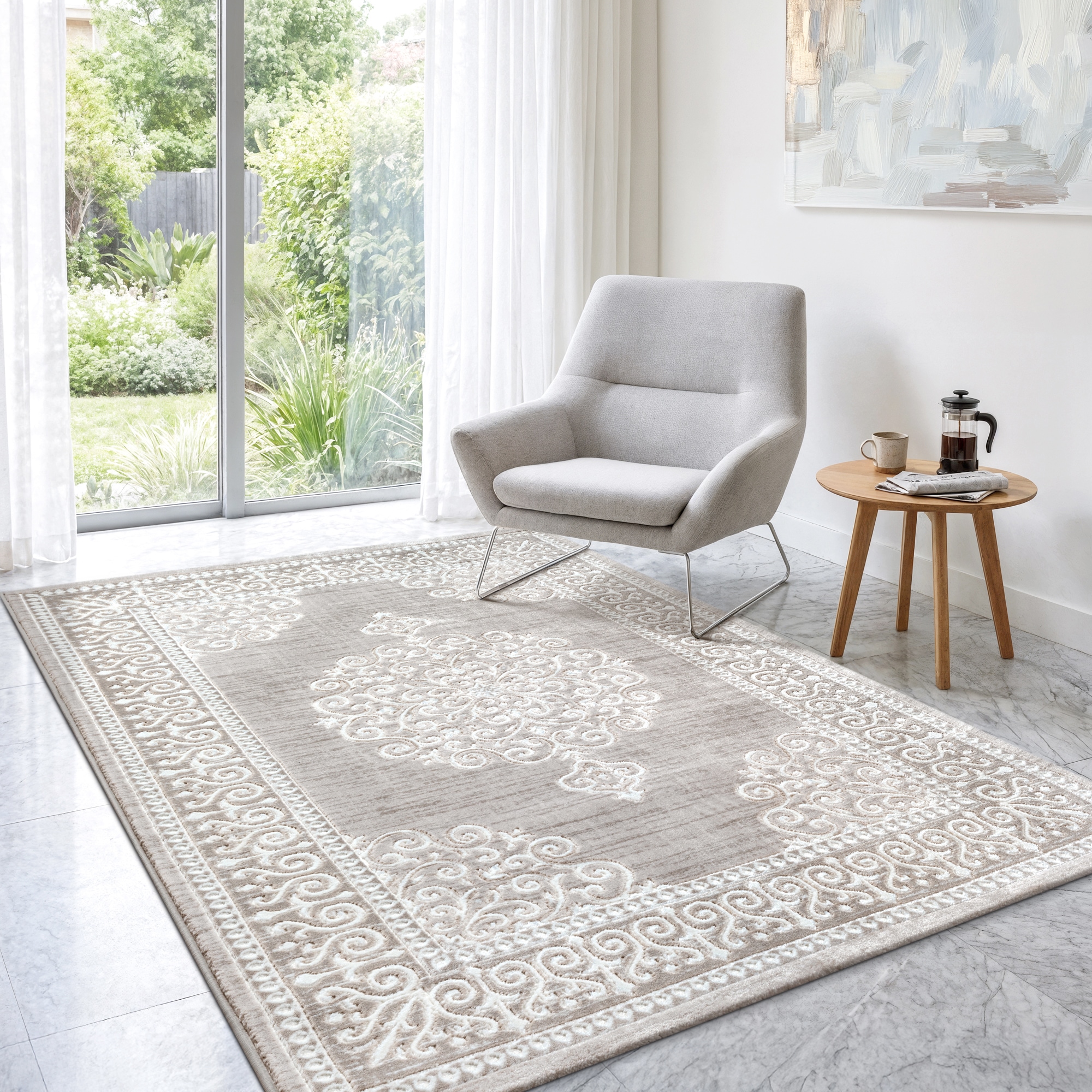 Sanat Teppich »Harmony 3204 , auch als Läufer und rund« rechteckig 12 mm Höhe Wohnzimmer, Kurzflor, modern,  Orient Optik, Schlafzimmer