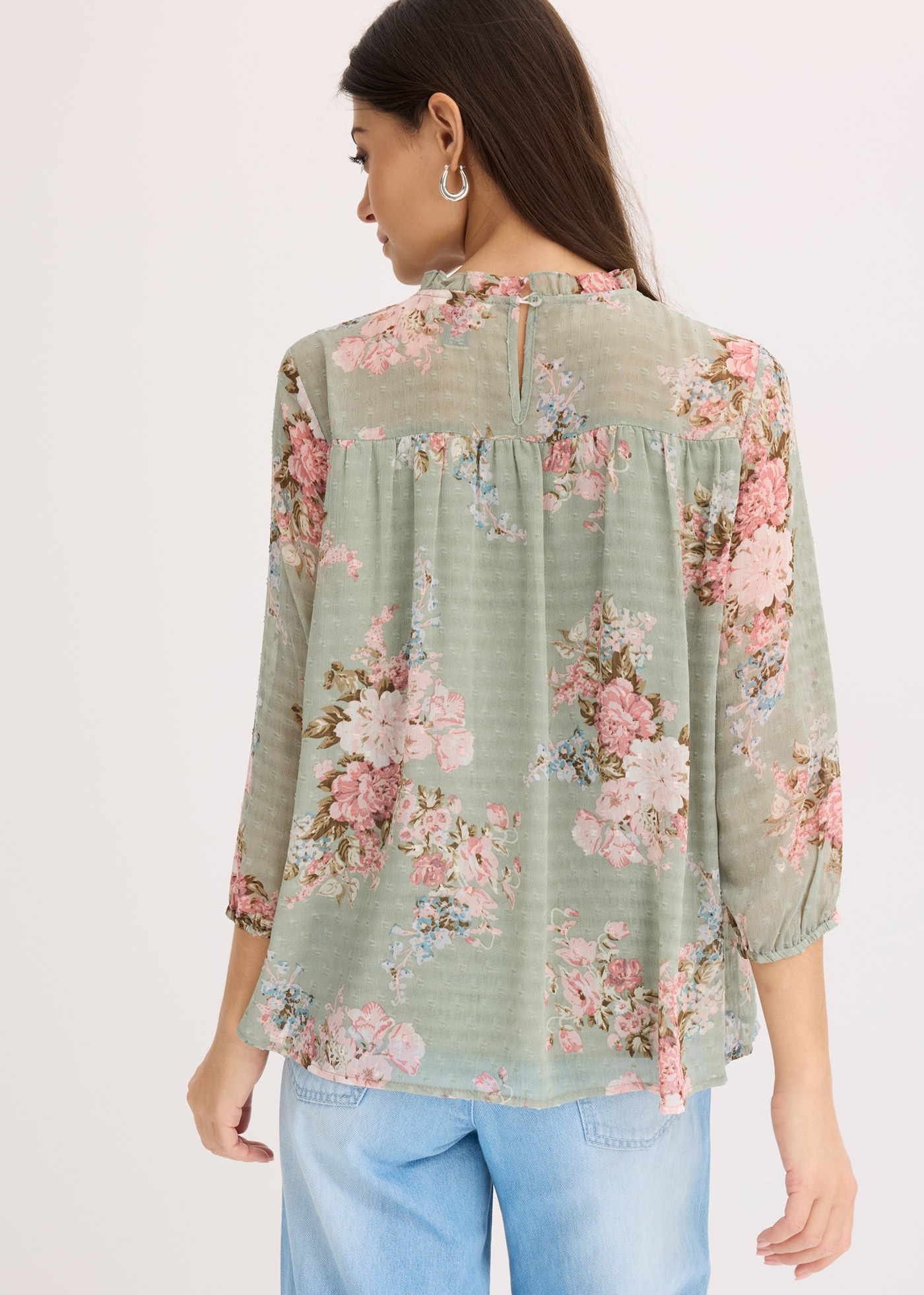 bonprix Tunika eleganter Stil, ausgestellte Passform, mit 3/4-Ärmeln