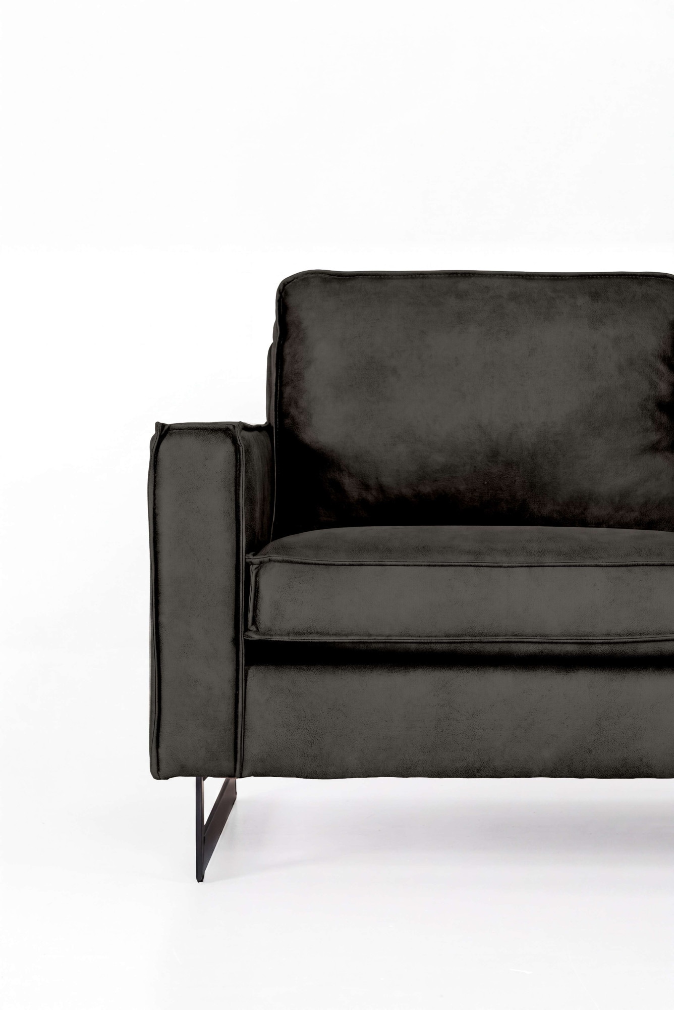 GOODproduct 2-places »Pinto, 166 cm, Cord, Chenille, Lederoptik« avec jonc, pieds métalliques noirs, suspension à ressorts ondulés