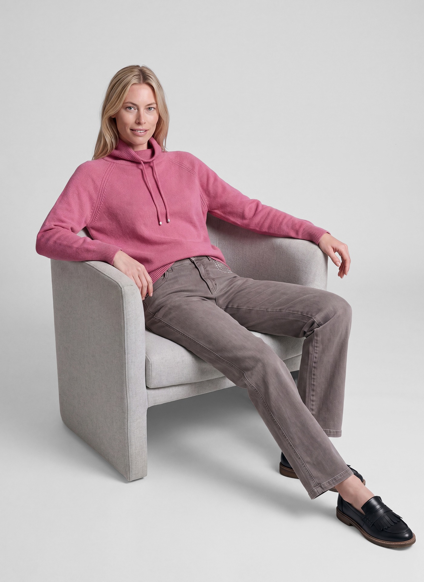 Rabe Pull en tricot mit Stehkragen mit Kordelzug / mit Wolle