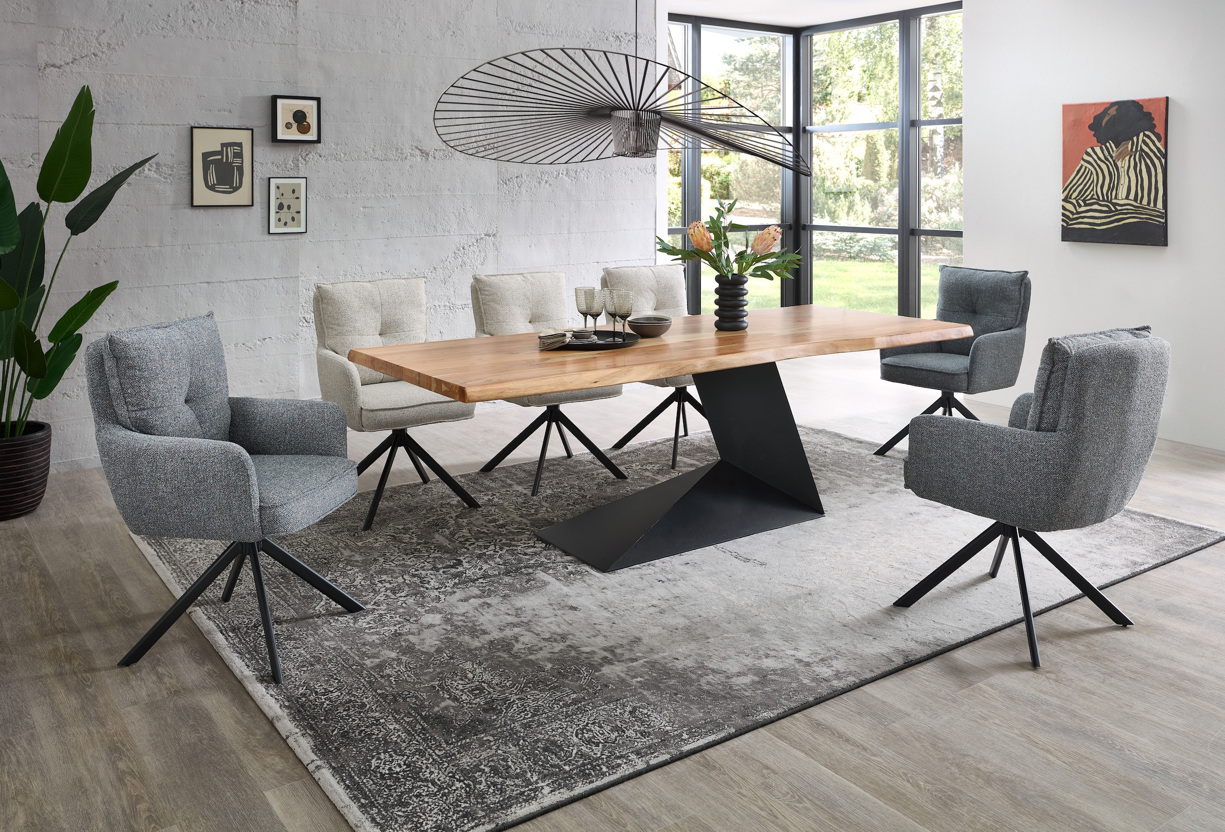 Stolkom Table de salle à manger »Alan Esszimmertisch Massivholz, wahlweise in 240 oder 200 cm breite« Akazie Massivholz, Flächenbelastung des Tisches ca. 90 kg