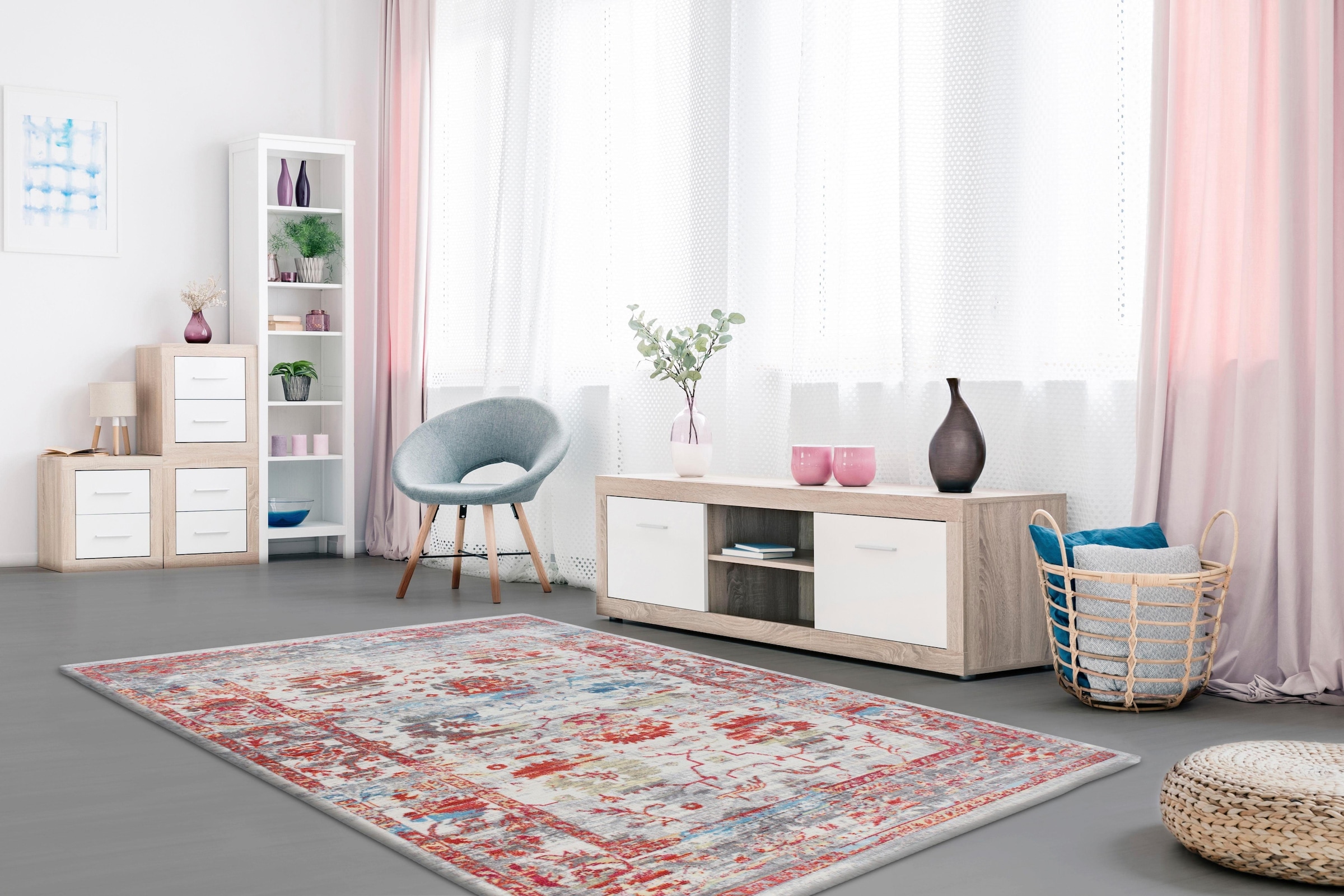 calo-deluxe Teppich »Odalia 100« rechteckig 8 mm Höhe Kurzflor, Wohnzimmer