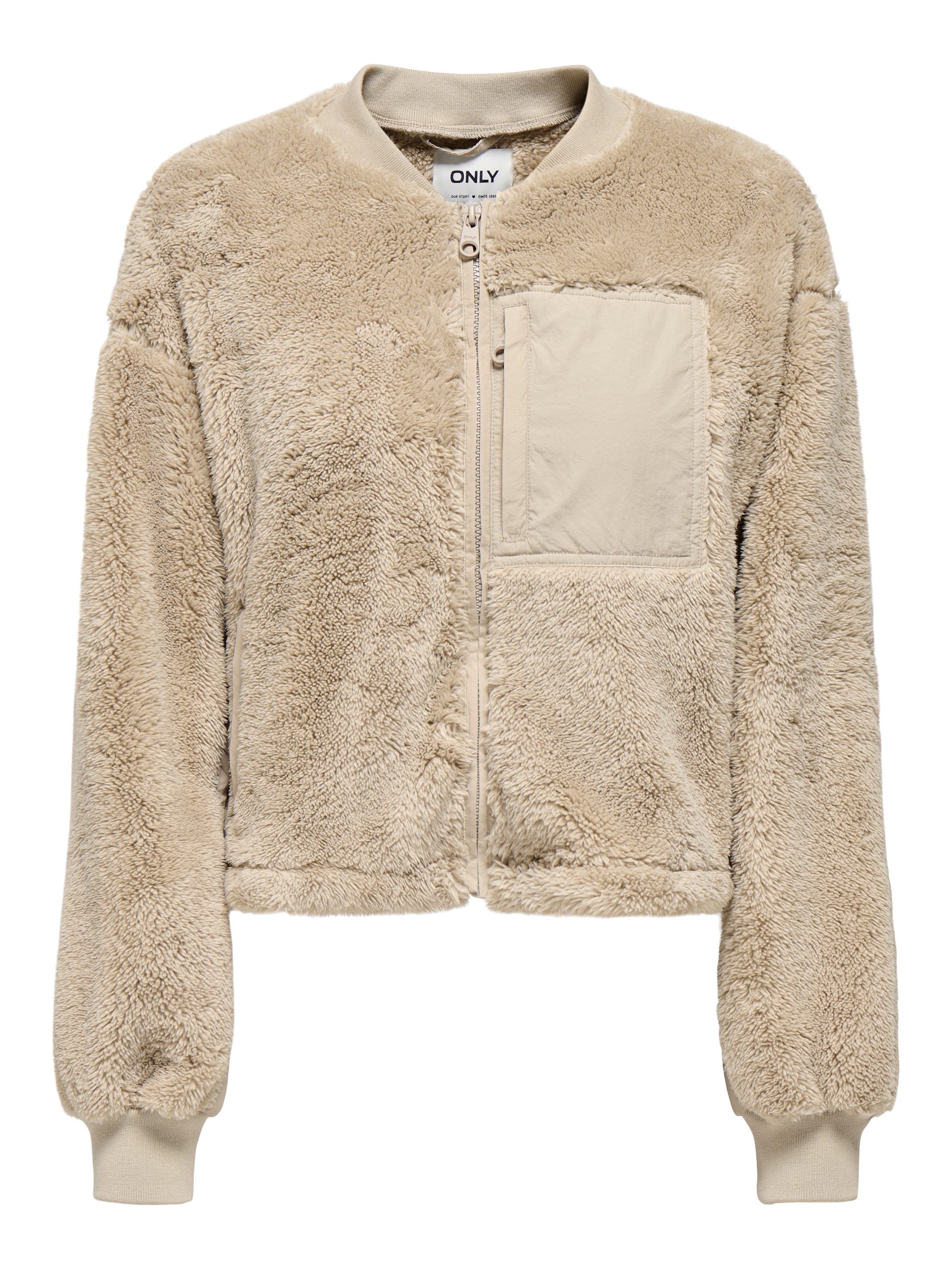 ONLY Veste en peluche »ONLANNA CONTACT LIFE SHORT JACKET CC OTW« Brusttasche mit Reissverschluss