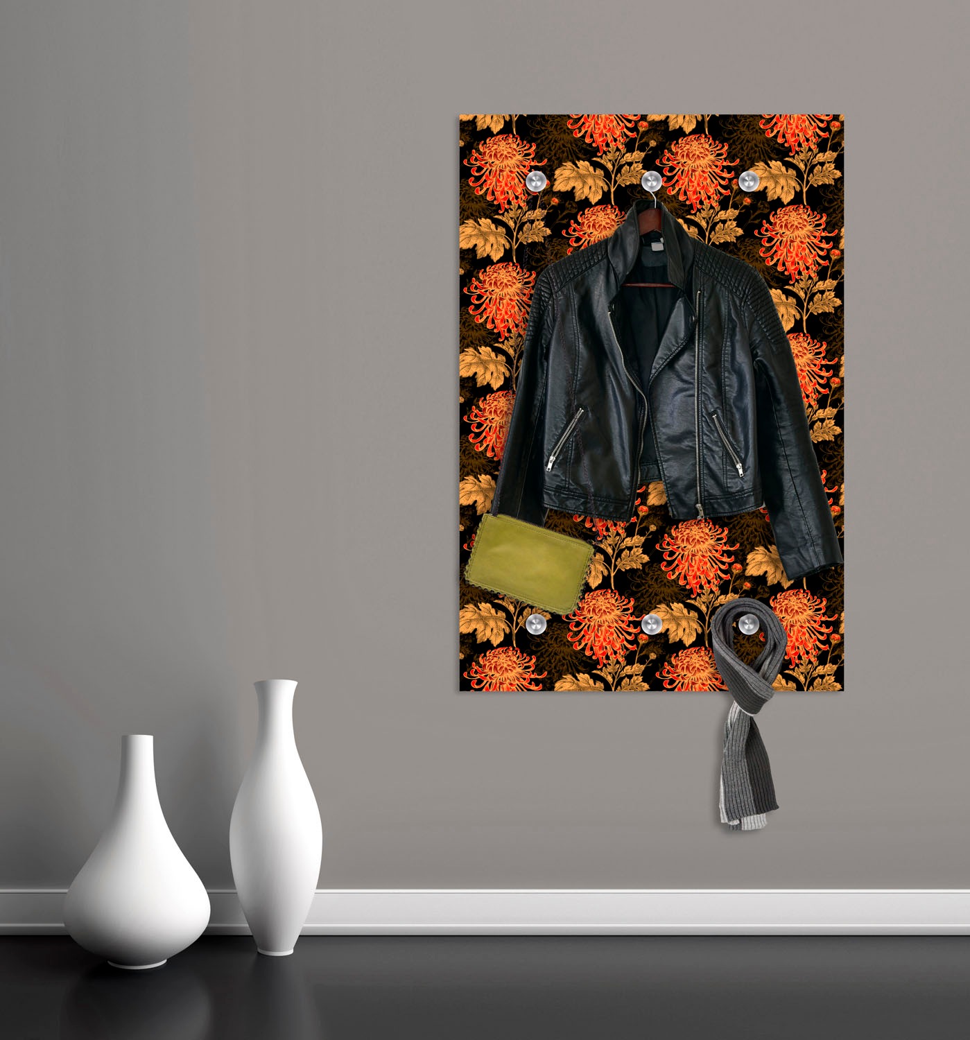 queence Barre de penderie »Blumen« avec 6 crochets, 80 x 120 cm