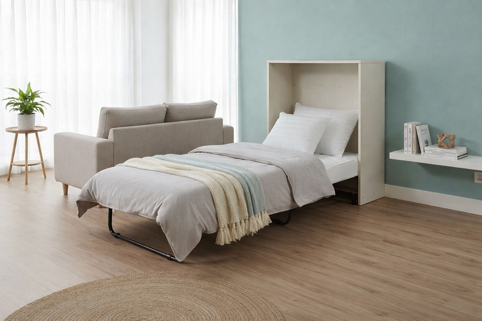 Home affaire Lit armoire »Sognum als Gästebett nutzbar, Wandklappbett in Kommodenoptik« Disponible en blanc, noir et cachemire,  incl. matelas, lit pliant gain de place, optimal pour petits espaces