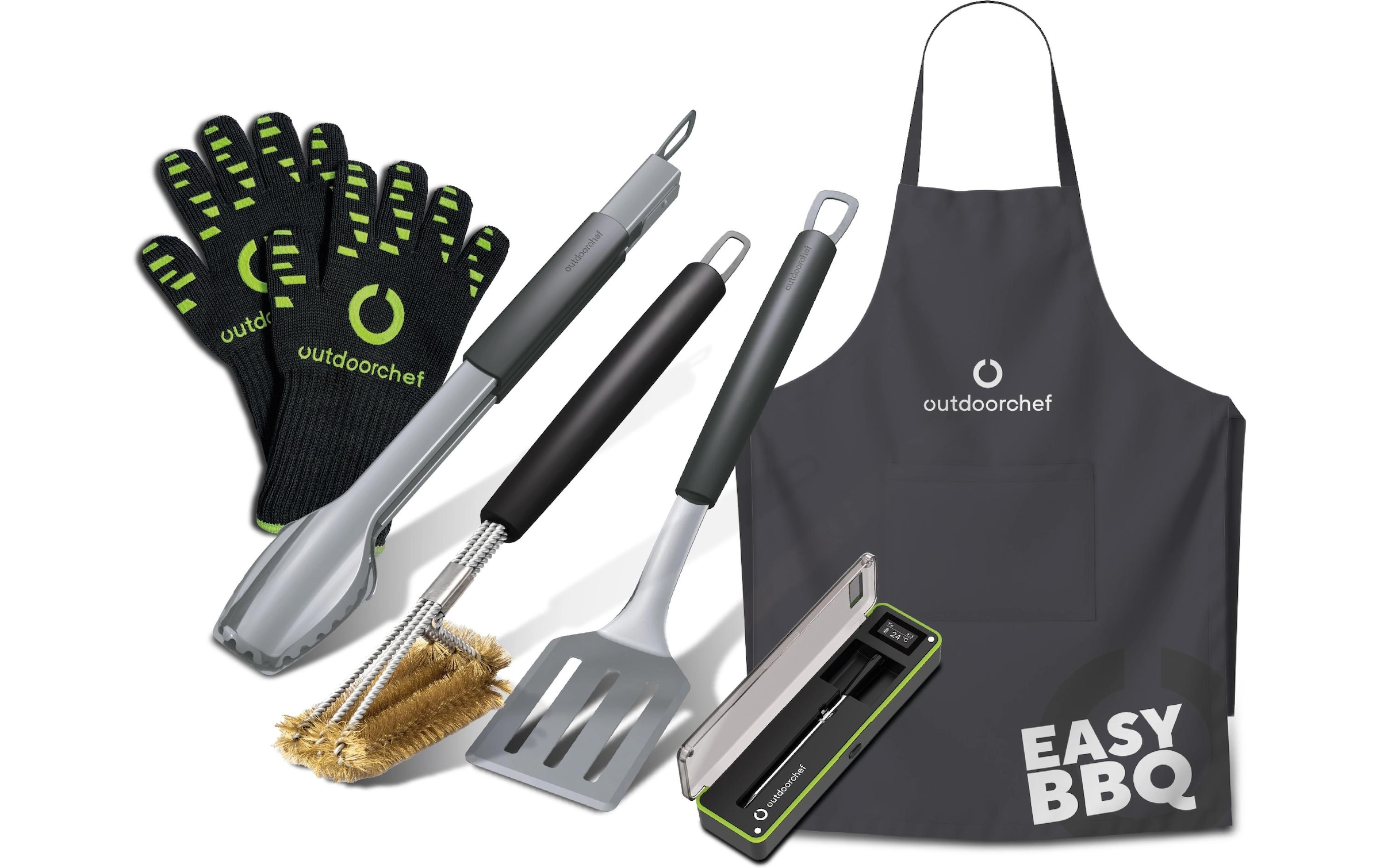 OUTDOORCHEF Set de couverts à barbecue »Outdoorchef Easy BBQ Box« set de démarrage barbecue avec thermomètre, tablier et couverts en acier inoxydable