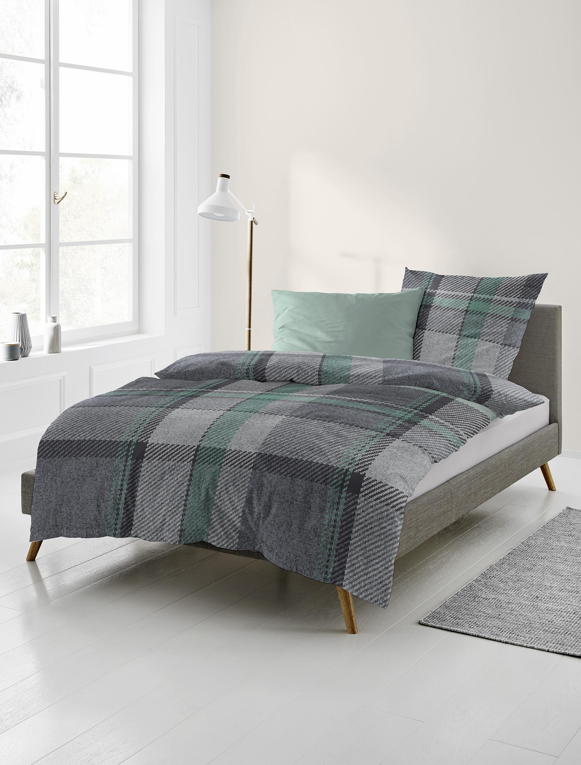 BIERBAUM Linge de lit »4046« 2 cuis tlg. in Renforcé und Biber aus 100% Baumwolle, kuschelig weich