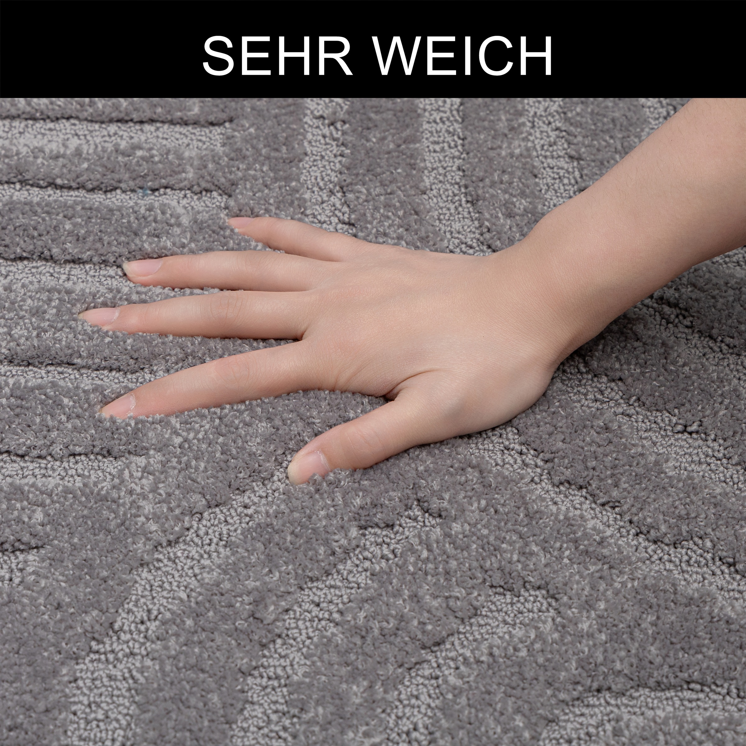 GOODproduct Tapis de bain »Zen, Badvorleger, Badezimmer Teppich, Duschvorleger« Höhe 10 mm revêtement antidérapant Séchage rapide | compatible chauffage au sol couleurs unies, effet relief, motif moderne, Zen