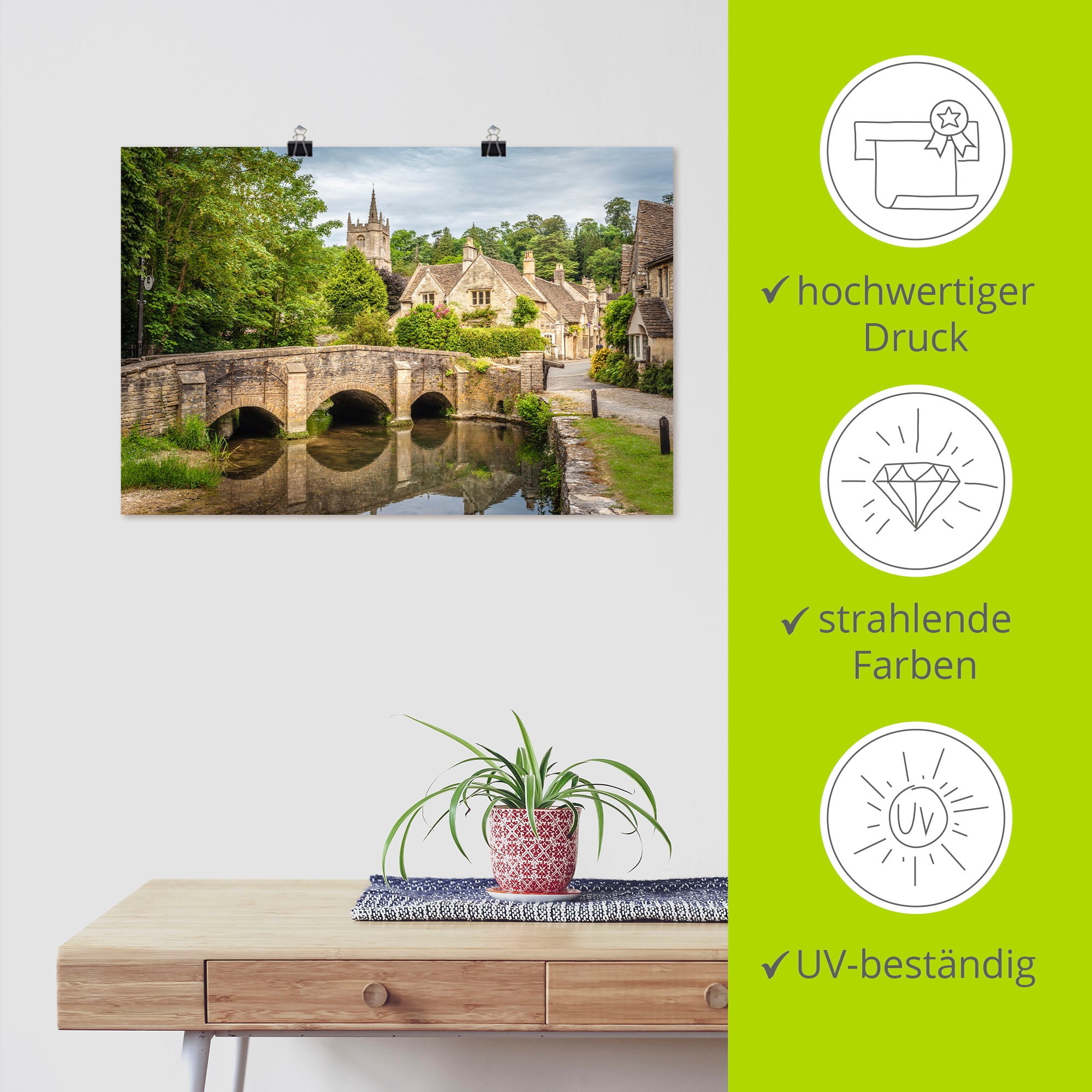 Artland Poster »Dorf Castle Combe, Wiltshire, England« Brücken 1 Stk. tlg. ohne Rahmen