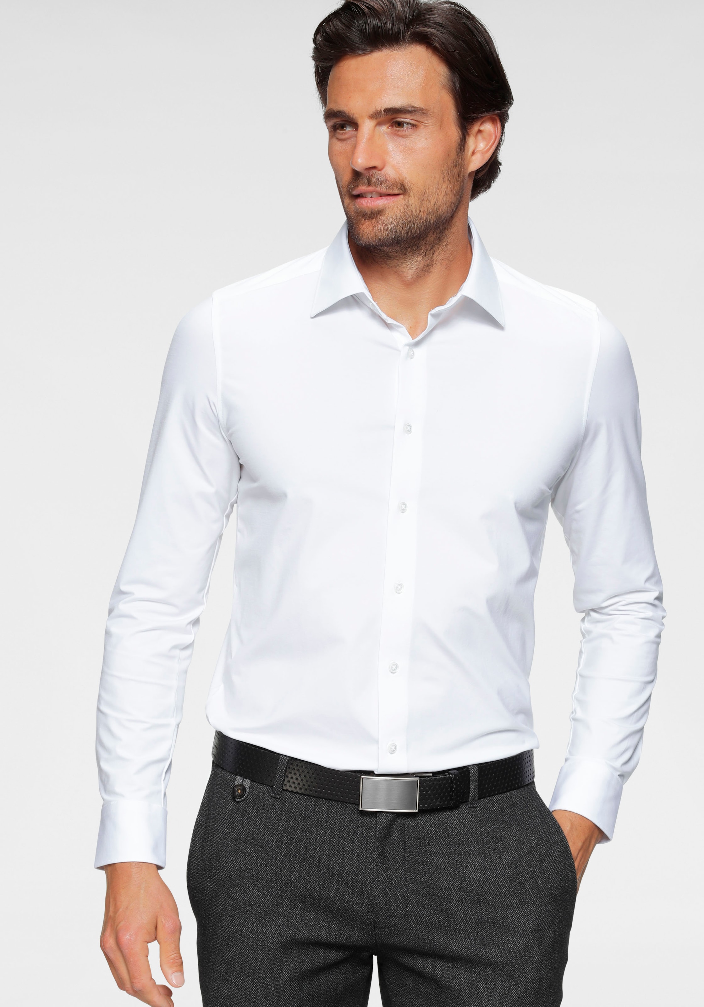 OLYMP Langarmhemd »Luxor 24/Seven modern fit Jerseyshirt« mit geruchshemmenden Materialeigenschaften