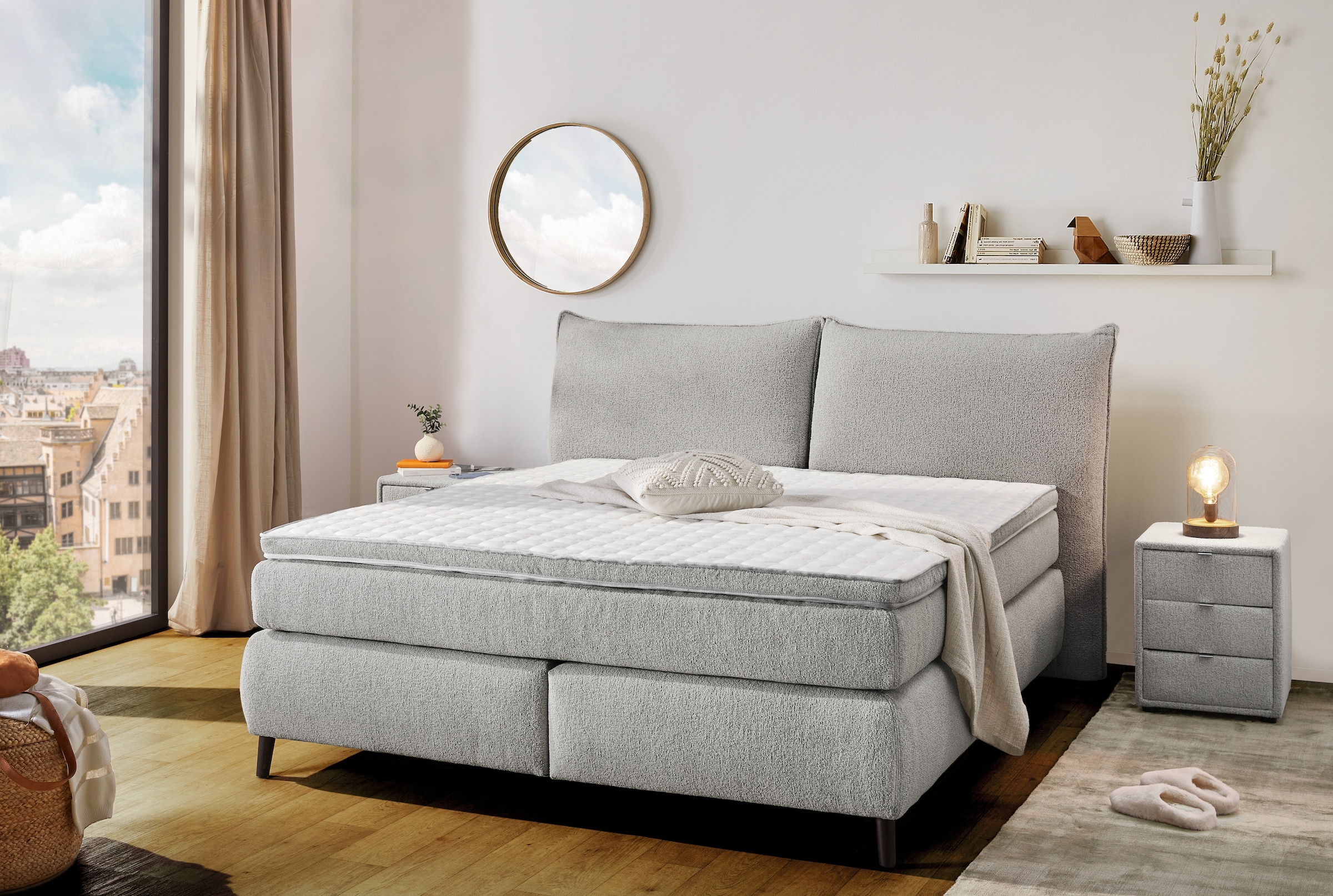 Jockenhöfer Gruppe Lit boxspring »Hacienda, Breite 180cm ,erhältlich in verschiedenen Farben« matelas TTFK 7 zones, surmatelas KS, différents degrés de fermeté au choix