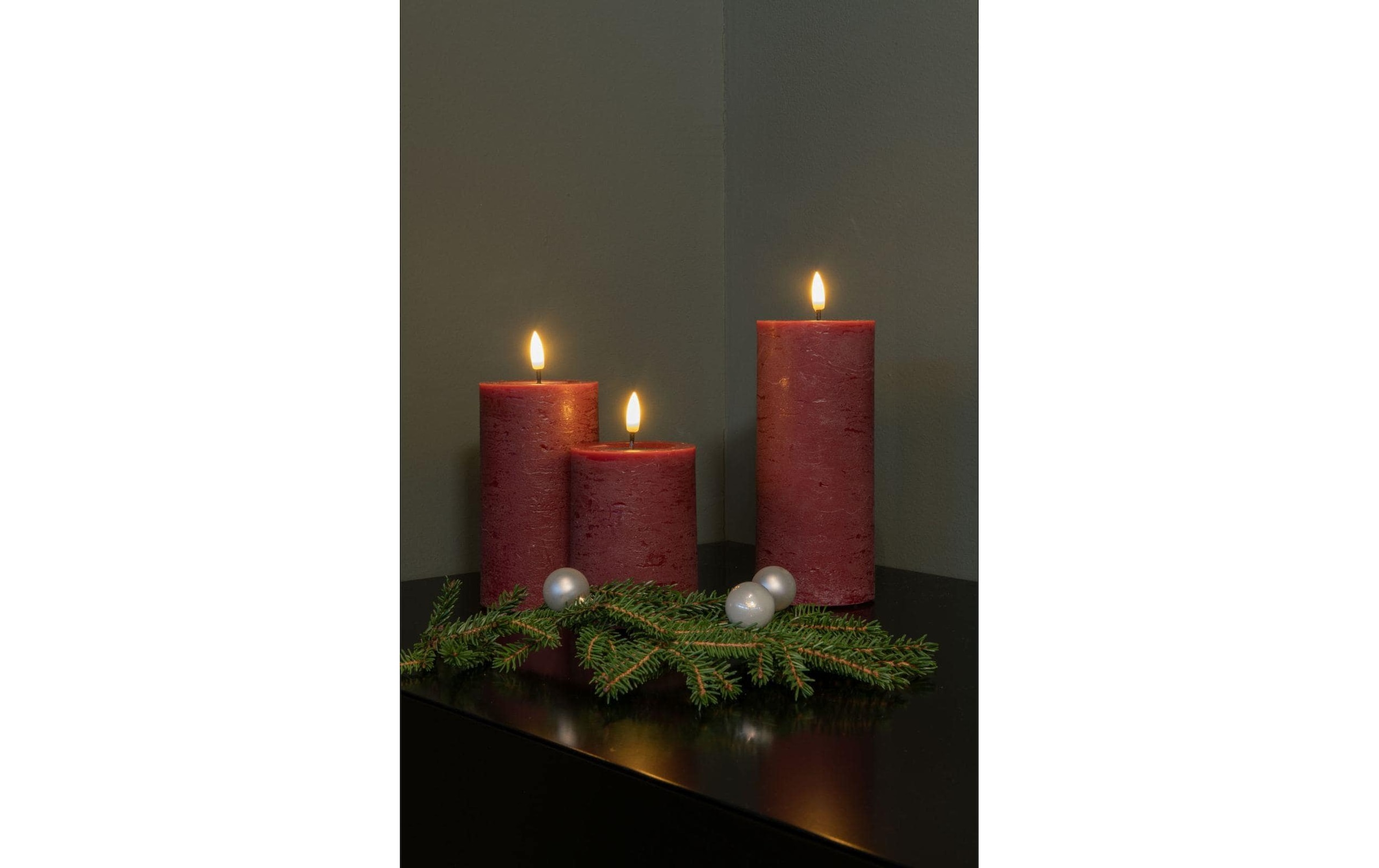 STT Bougie LED »Flat Candle Set, bordeaux, Wachs«