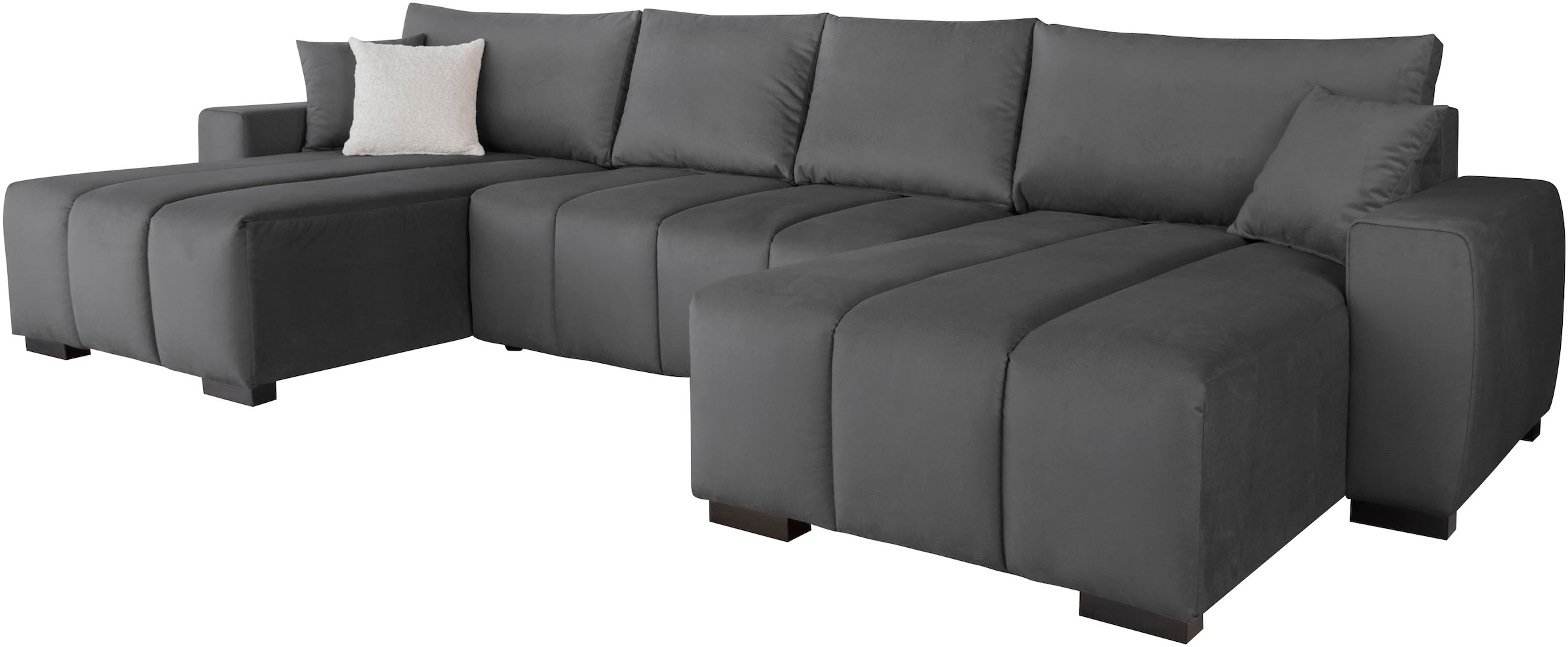 Home affaire Wohnlandschaft »U-Form Bello« mit Bettfunktion, Bettkasten Frei im Raum stellbar und Federkern