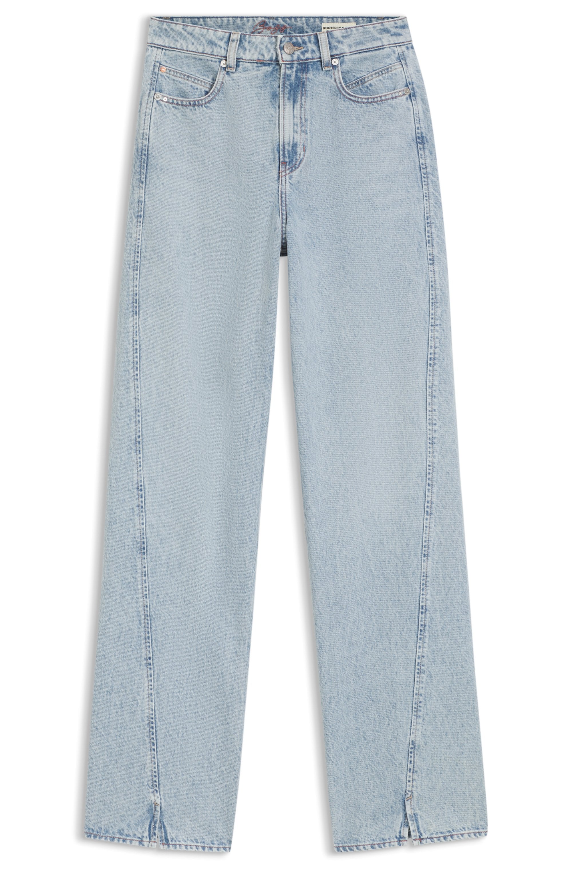 BOSS ORANGE Jeans taille haute »MARLENE SLIT HR Premium Damenmode« avec coupe large jambes, détails fente