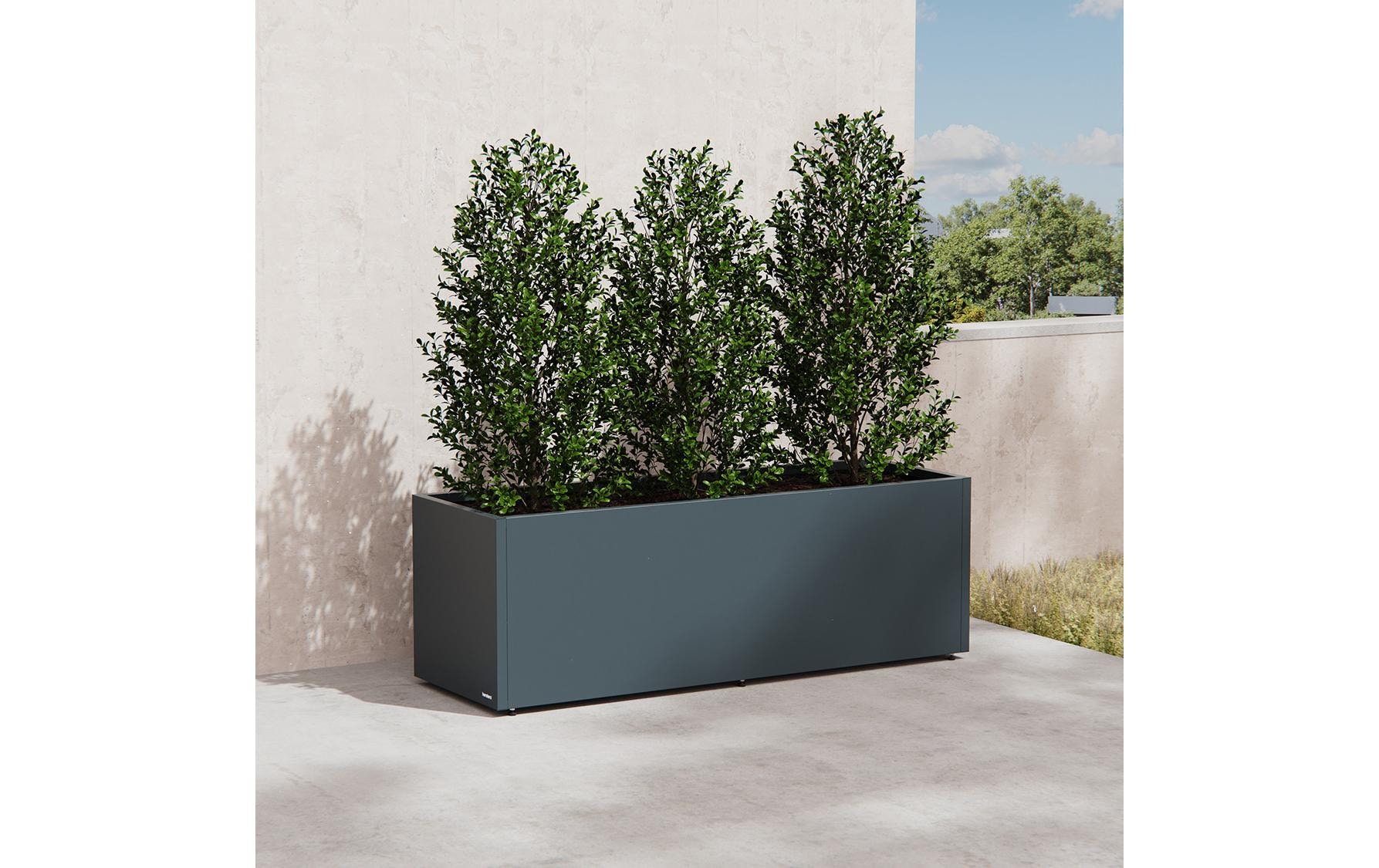 Herstera Garden Pflanzkübel aus Stahl, 150x50x50 cm, anthrazit