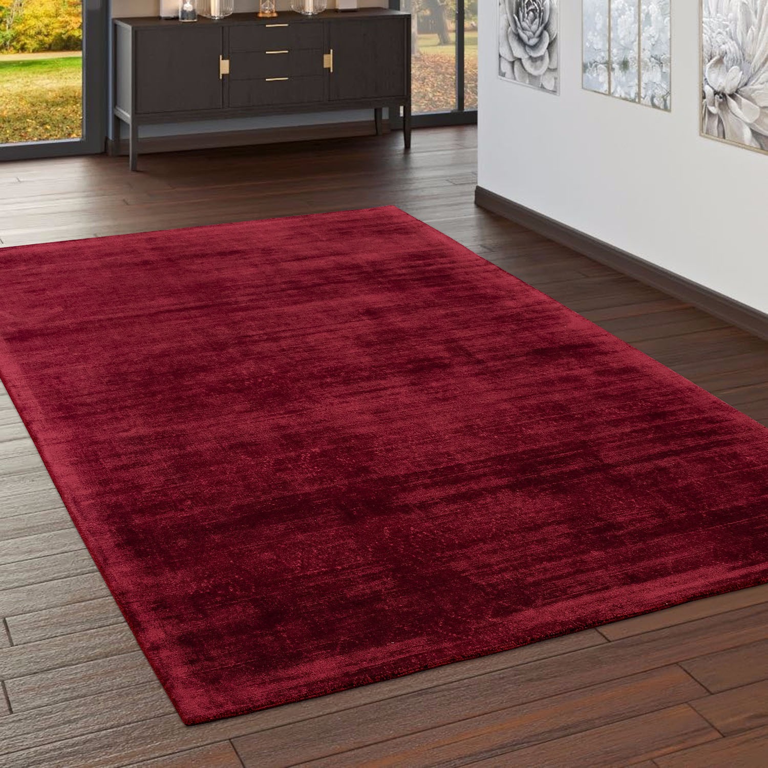 Paco Home Tapis »Glori 330« Rectangulaire 9 mm Höhe Handweb, Kurzflor, 100% Viskose, handgewebt, mit leichtem Schimmer