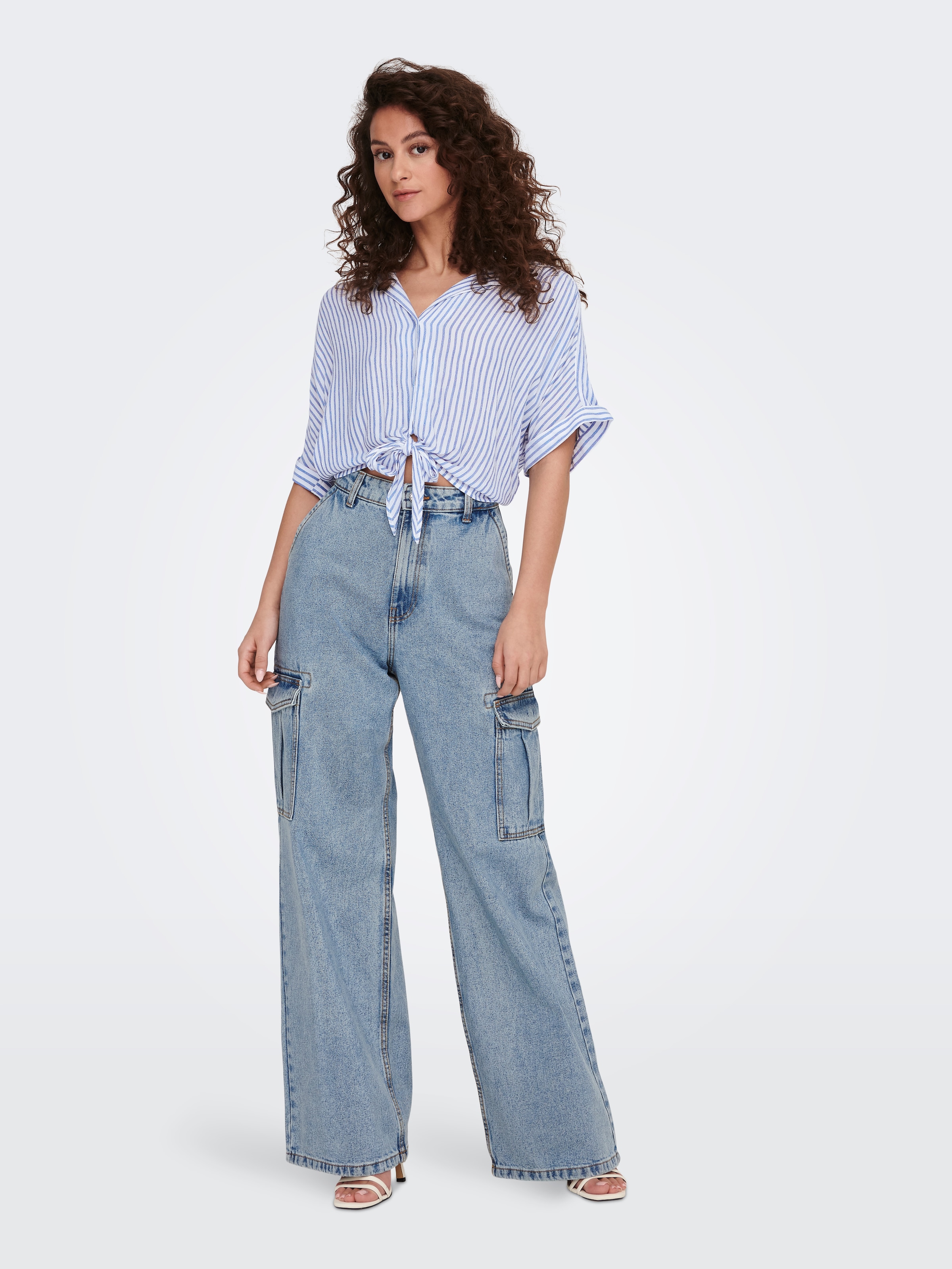 ONLY Kurzarmbluse »ONLPAULA LIFE S/S TIE SHIRT WVN NOOS«
