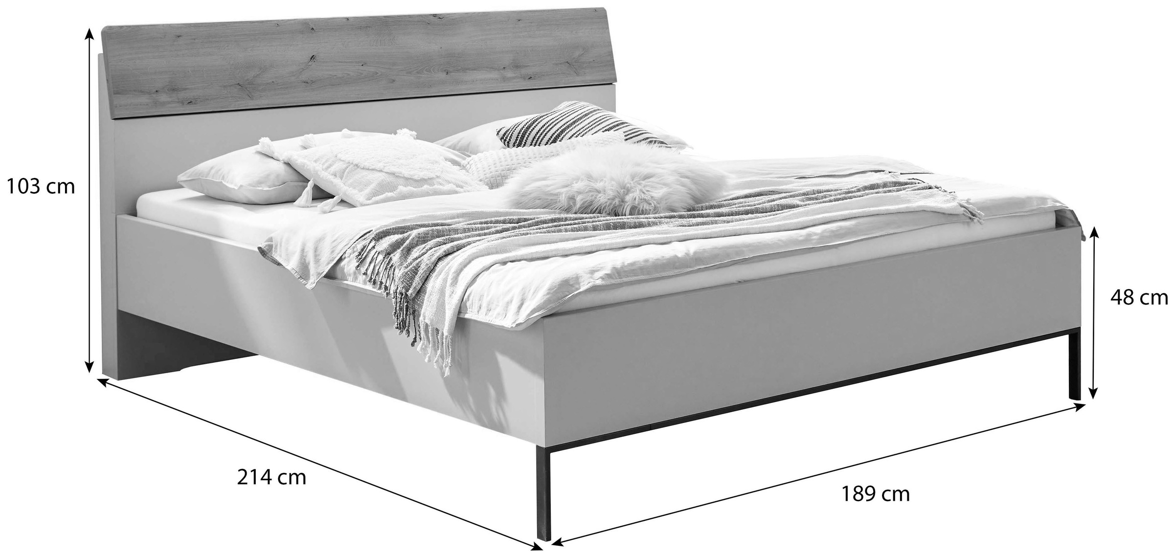 WIEMANN Lit futon »Asti« Absetzungen in Bianco-Eiche-Nachbildung, Kufe in Schiefer