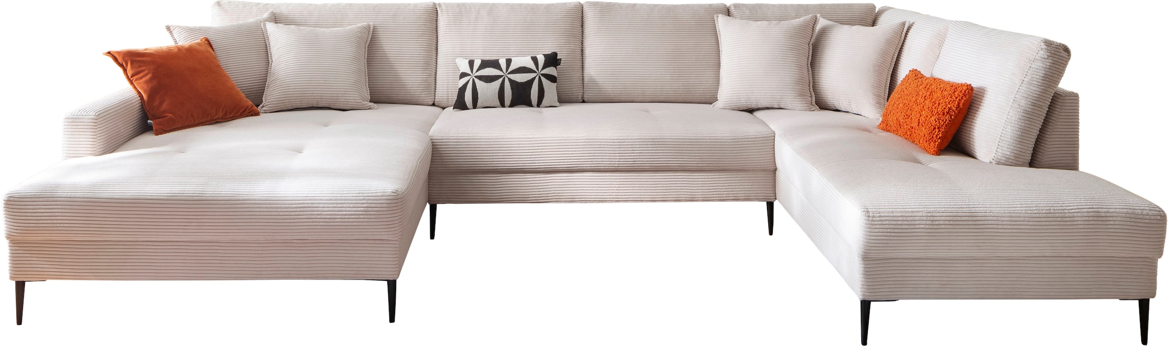 Trends by HG Wohnlandschaft »Summer U-Form« in Cord-Stoff mit Metallfuss