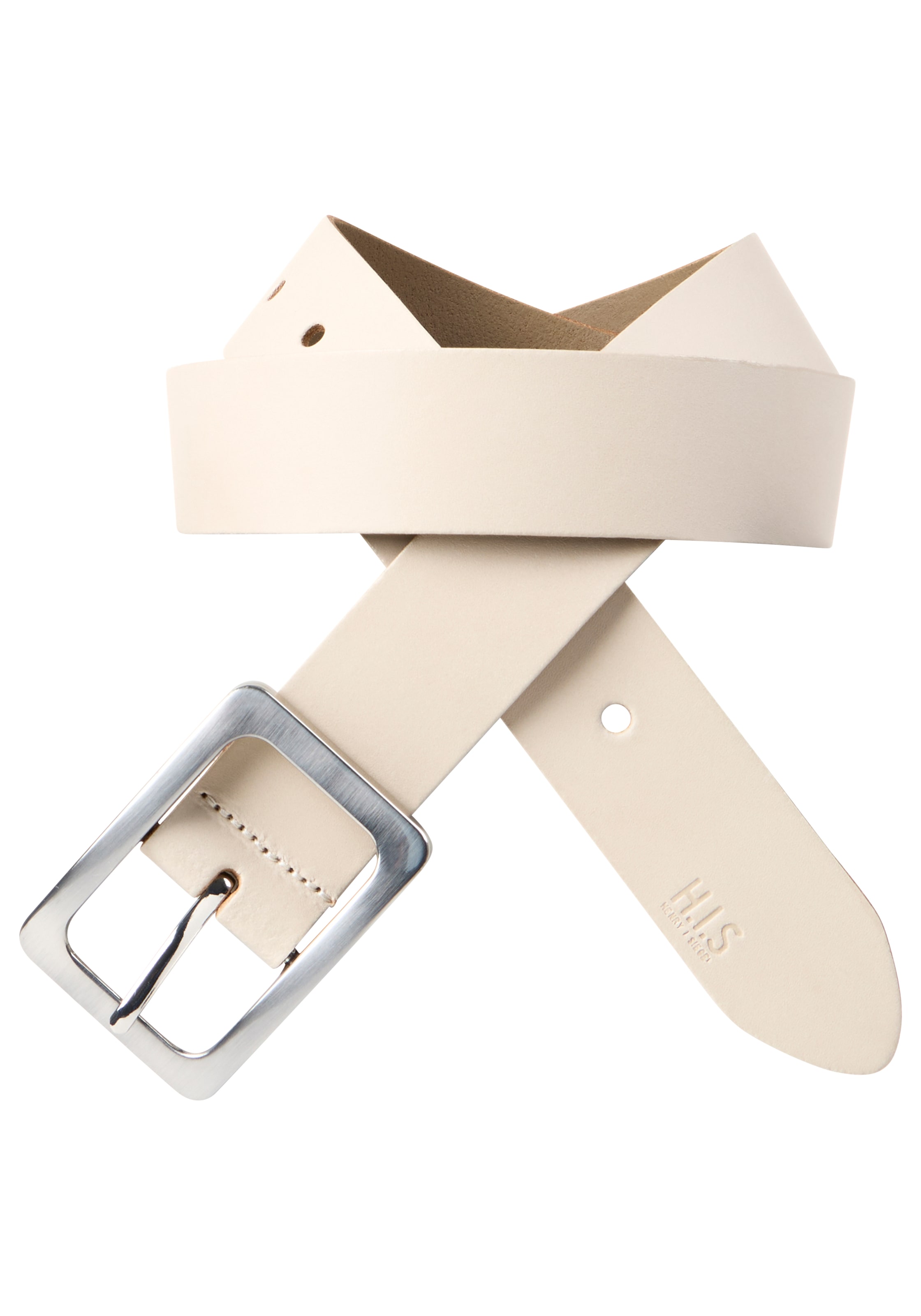 H.I.S Ceinture en cuir Fermeture en argent satiné brillant - bientôt NOUVEAU jusqu'à la taille 125 !