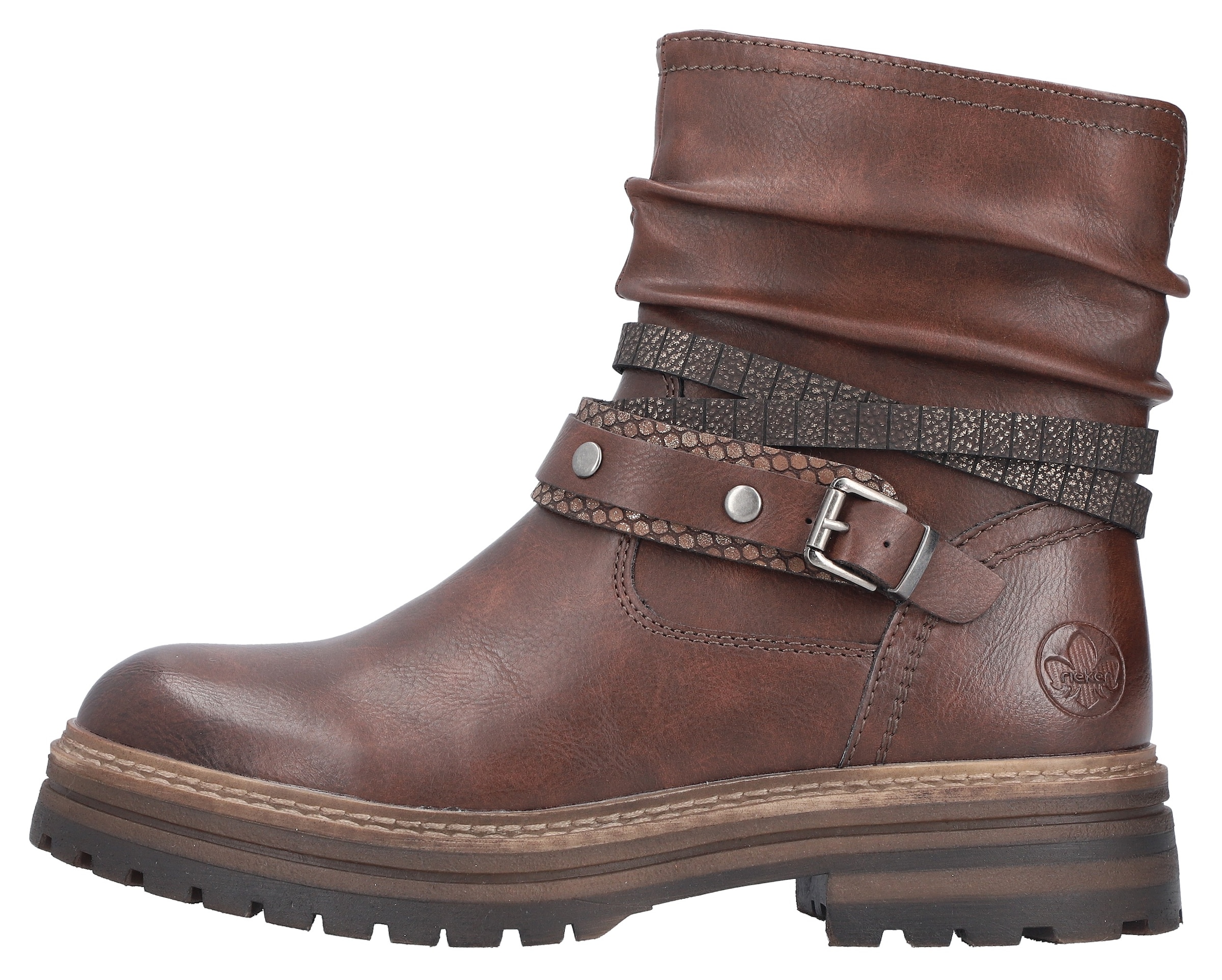 Rieker Winterstiefelette  Boots, Blockabsatz, mit Zierriemchen am slouchy Schaft