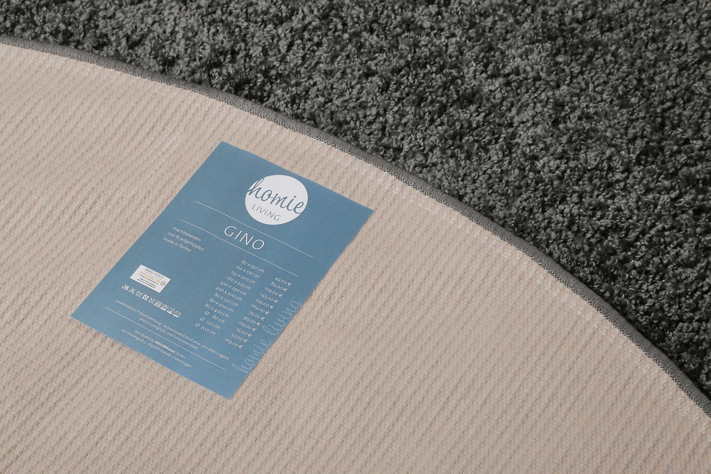 Homie Living Teppich »Gino« rund 30 mm Höhe Hochflor, gewebt, weich, uni, Wohnzimmer, Schlafzimmer, waschbar