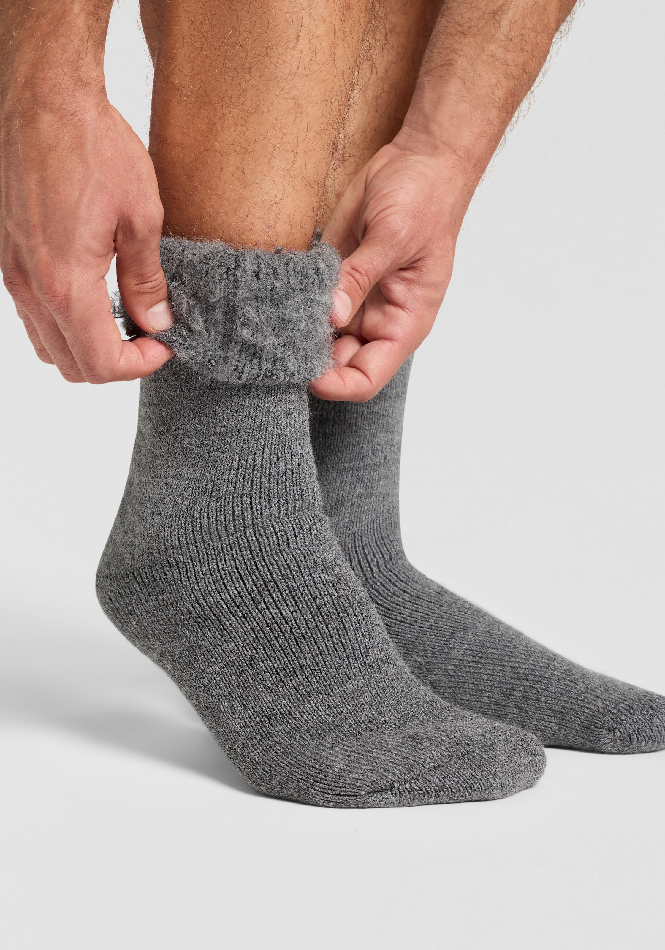 Heatkeeper Chaussettes 2 Couple tlg. Doppelpack gefütterte Wintersocken in schwarz und grau