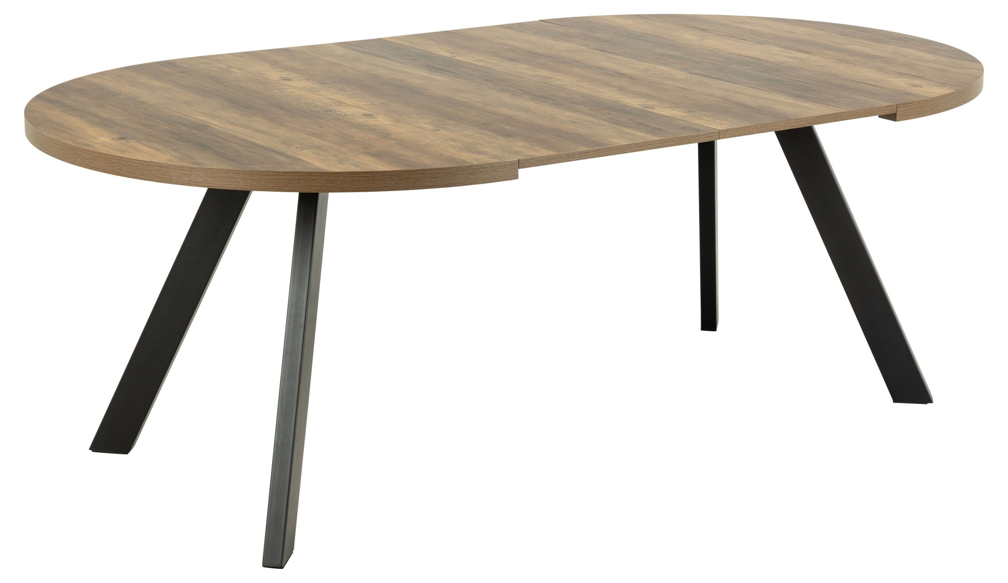 ACTONA GROUP Table de salle à manger »Zalida Esszimmertisch, rund,« aspect chêne, pieds en acier noir, rallonges L : 120/210 cm