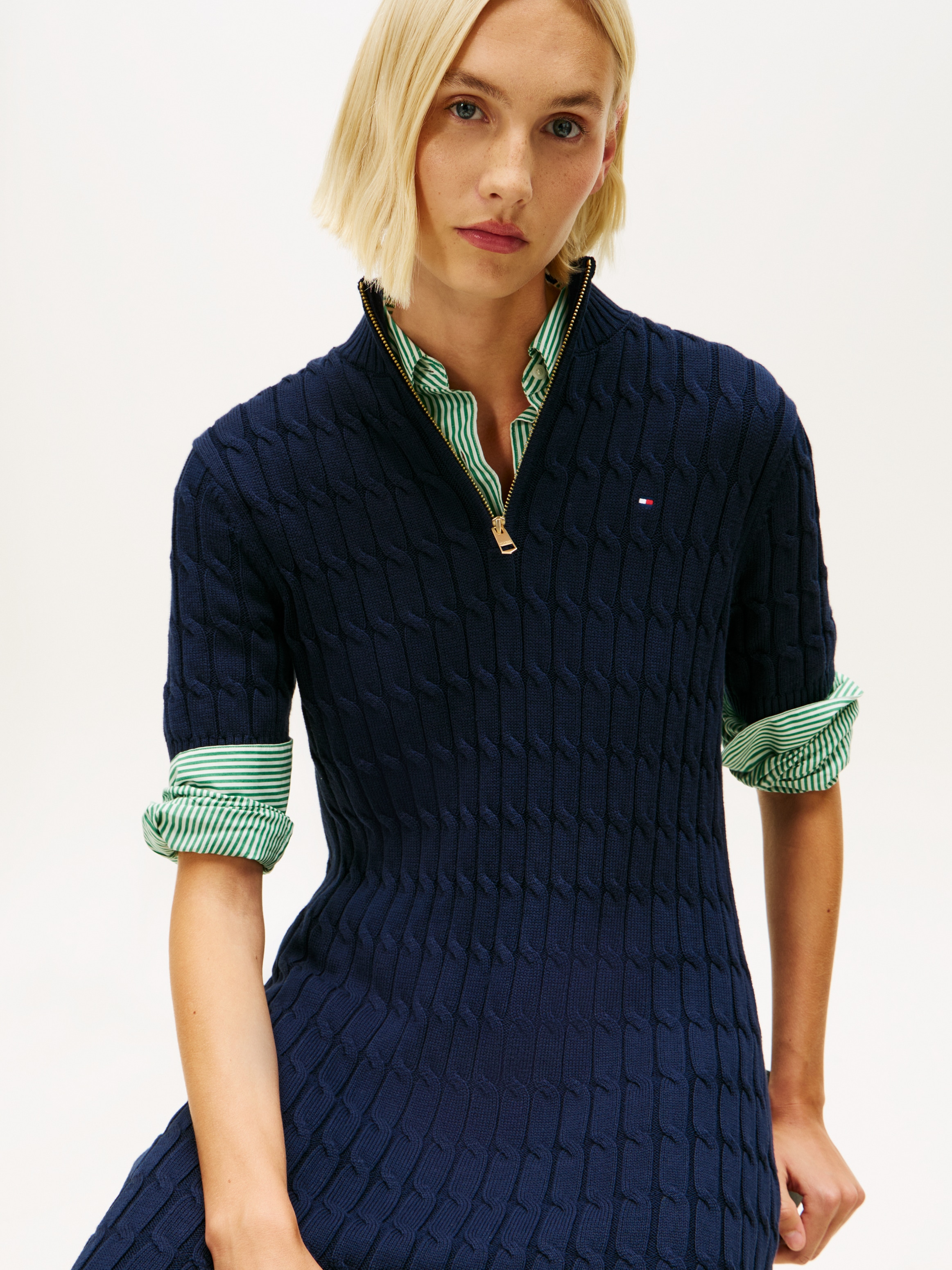 Tommy Hilfiger Mini-robe »CO CABLE MID GG SHIFT MK DRESS« mit Zopfmuster