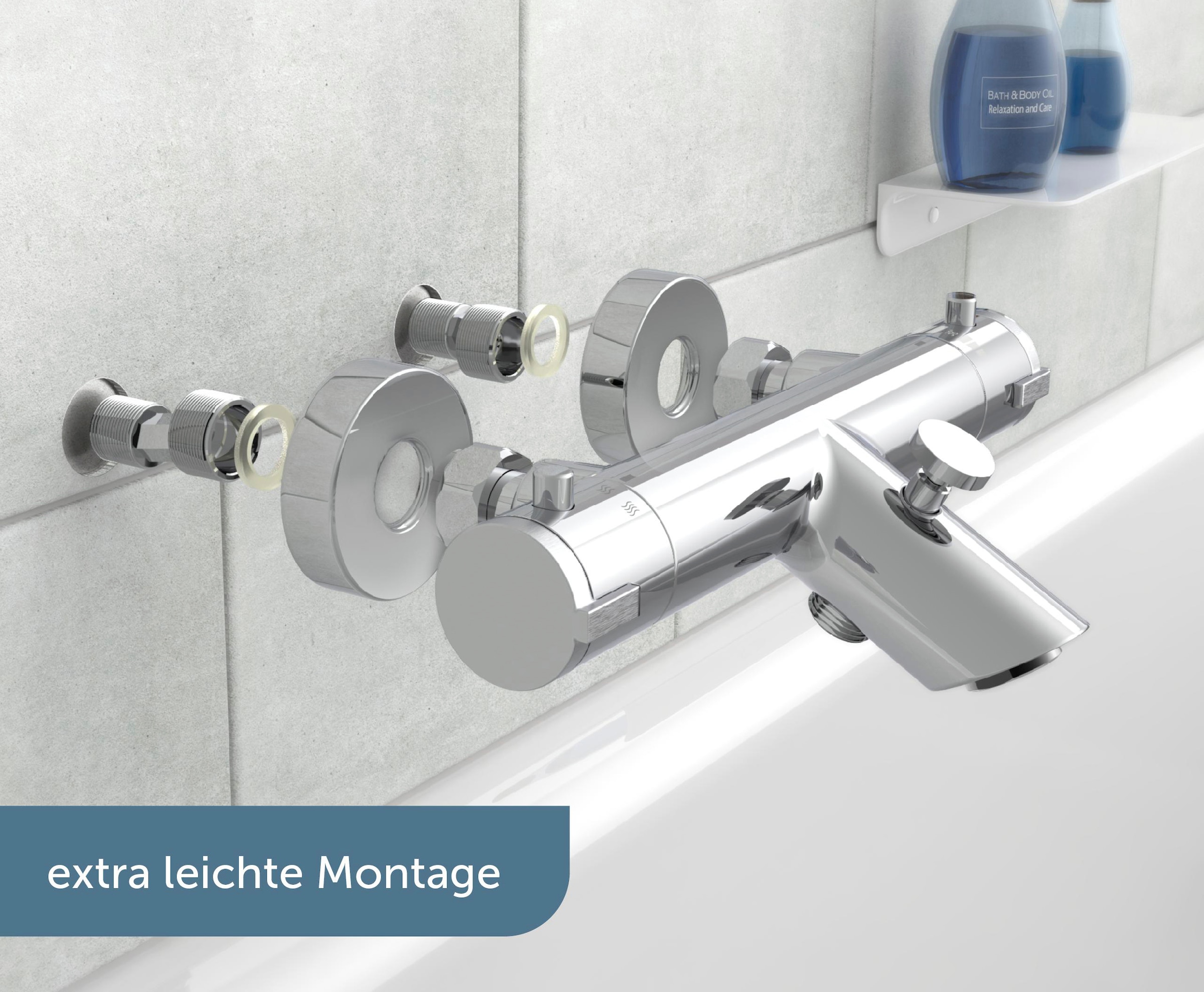 Schütte Wannenarmatur »London« Thermostat, Mischbatterie Badewanne, Wasserhahn Bad, Wannenarmatur