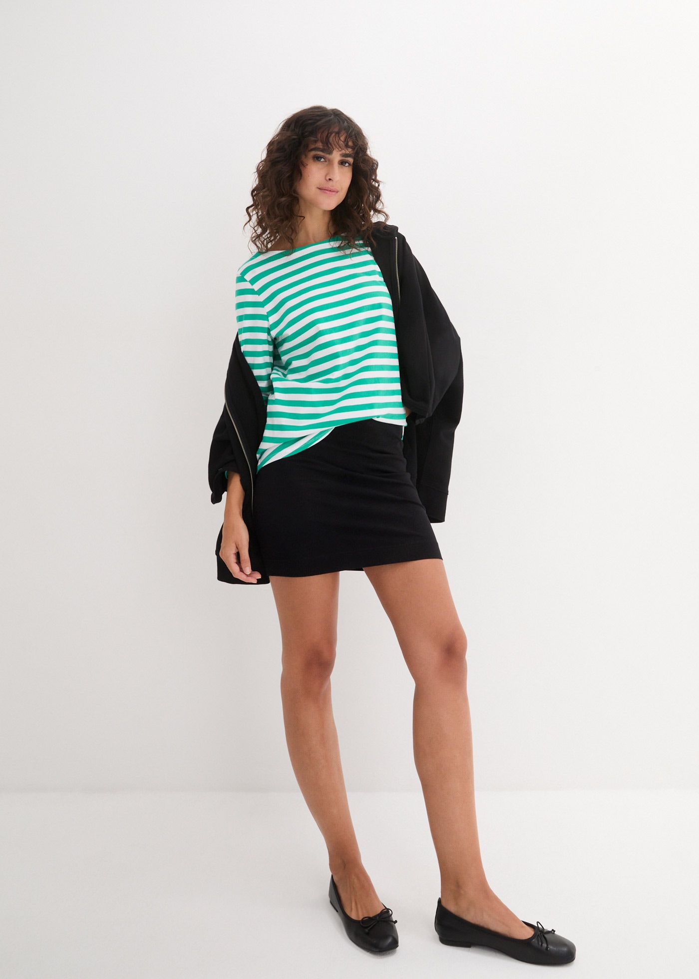 bonprix Jerseyrock Packung, 2 Stk. aus Baumwolle und Elasthan, figurbetonte Passform, unifarben