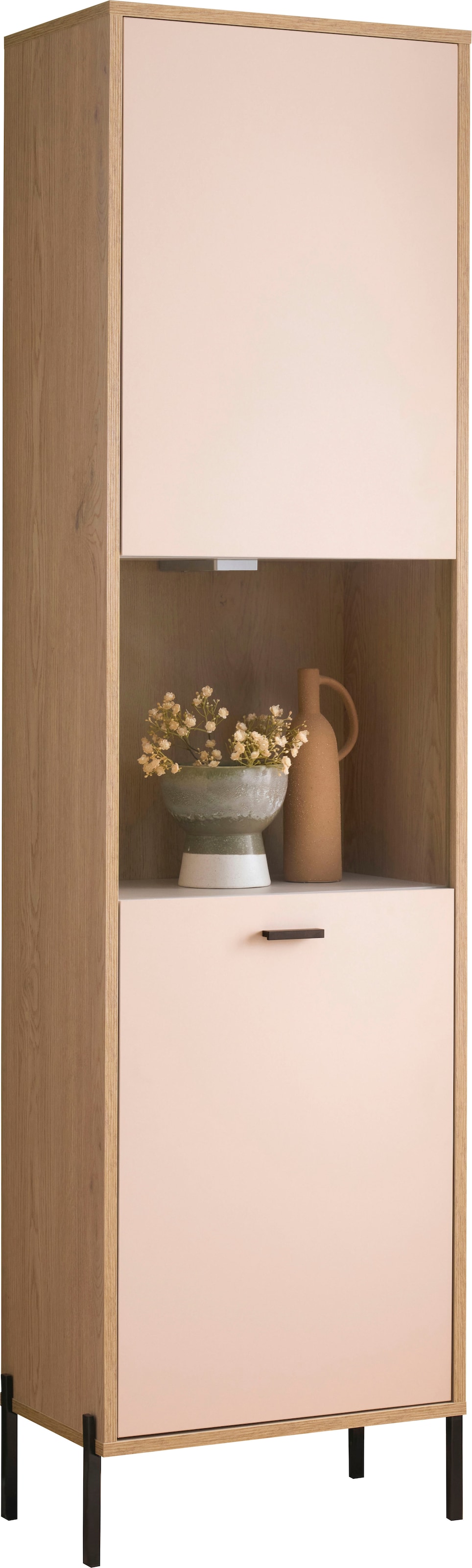 Home affaire Vitrines »Fredericia, moderner Hochschrank,Glasvitrine in Kaschmir, Standvitrine« intemporel, poignées et pieds en métal noir, espace de rangement suffisant