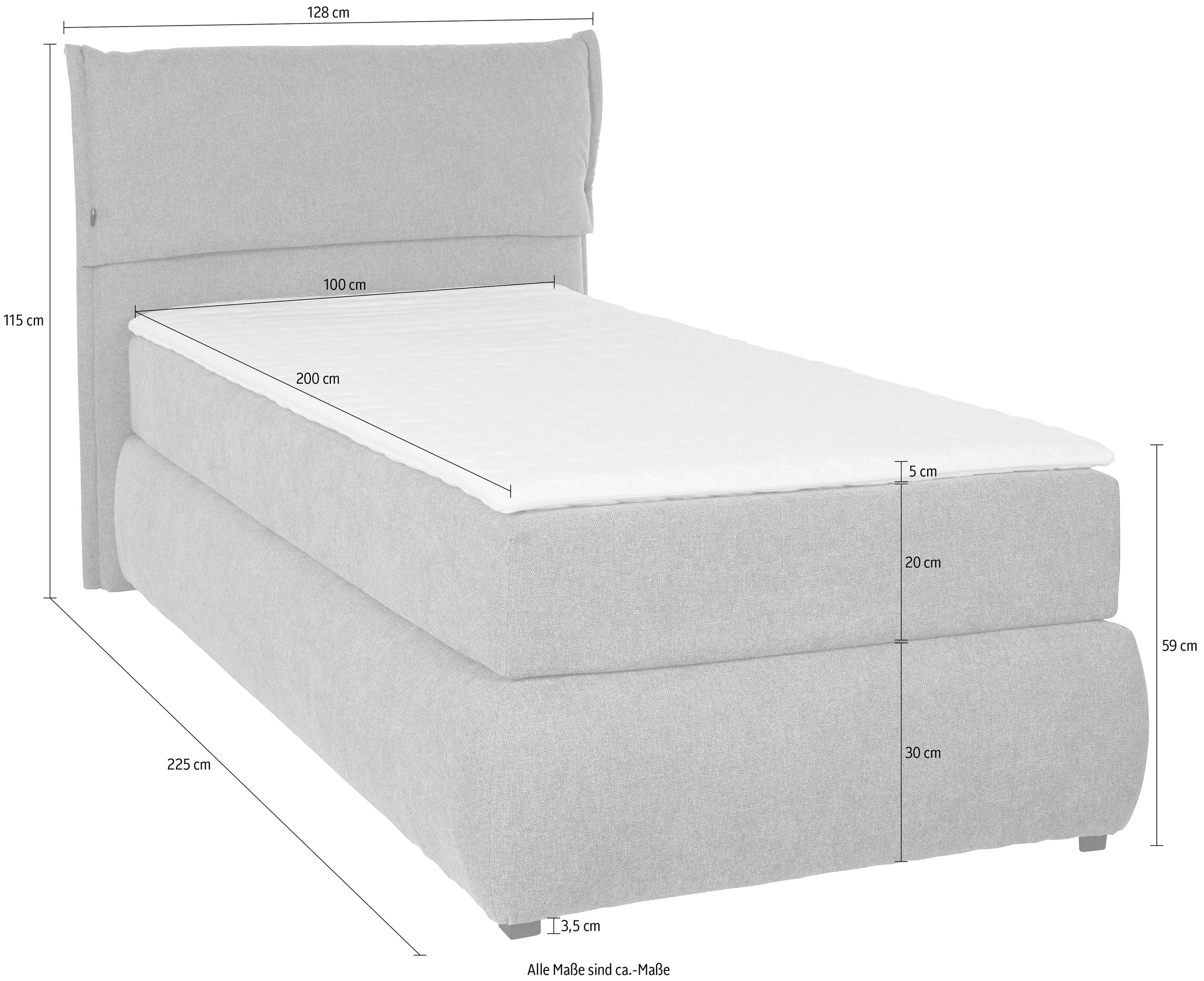 andas Lit boxspring »Jenson« in 4 Farben, 4 Breiten, 3 Matratzenarten in 2 Härtegraden, Topper