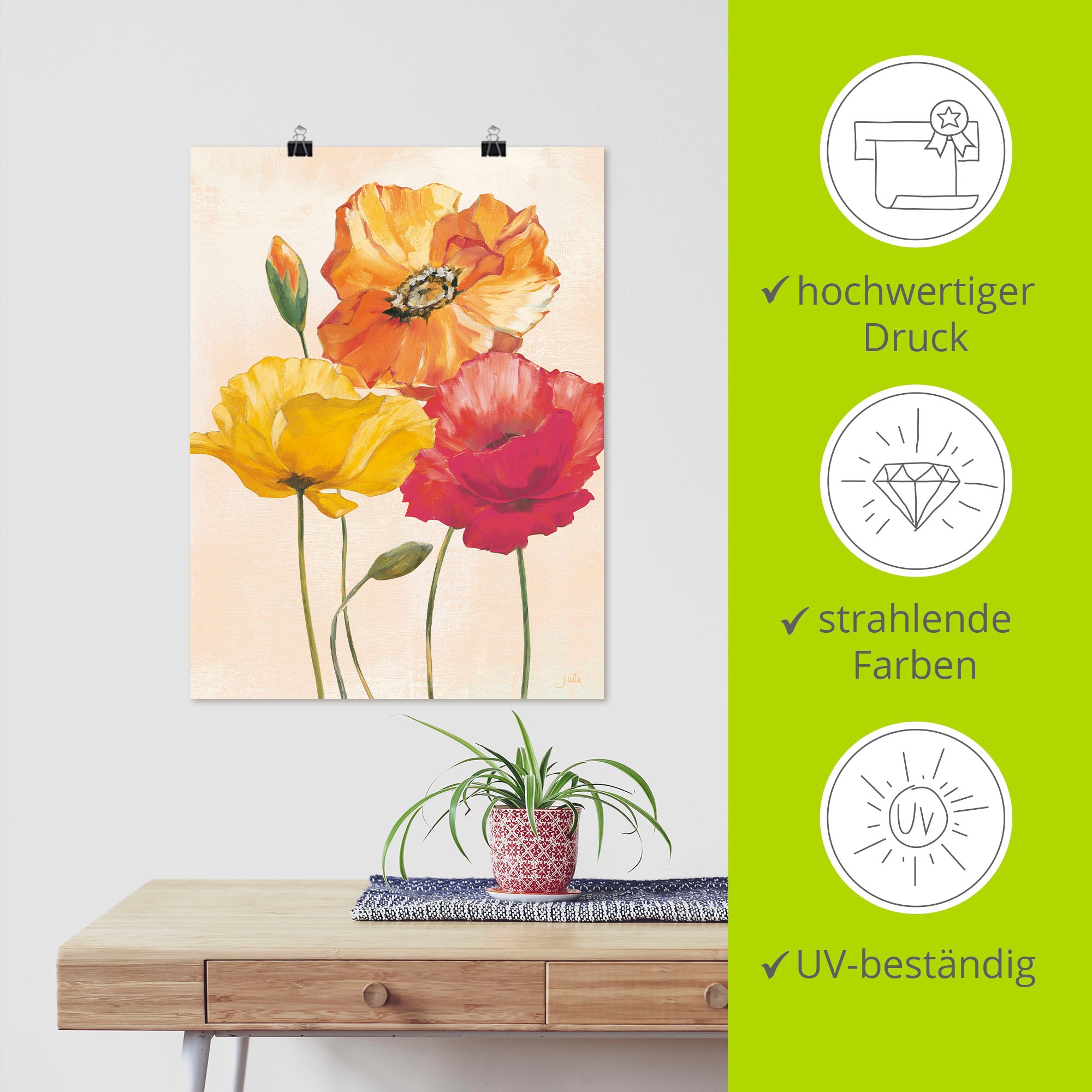Artland Wandbild »Bunte Mohnblumen I« Blumenbilder 1 Stk. tlg. als Leinwandbild, Poster in verschied. Grössen