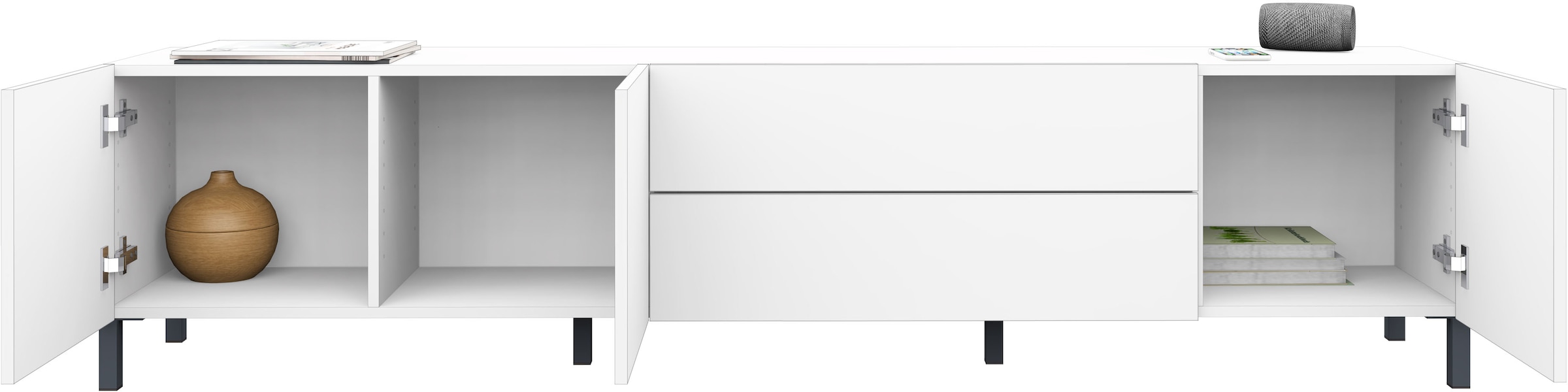 borchardt Möbel Lowboard Metallfüsse, grifflose Optik