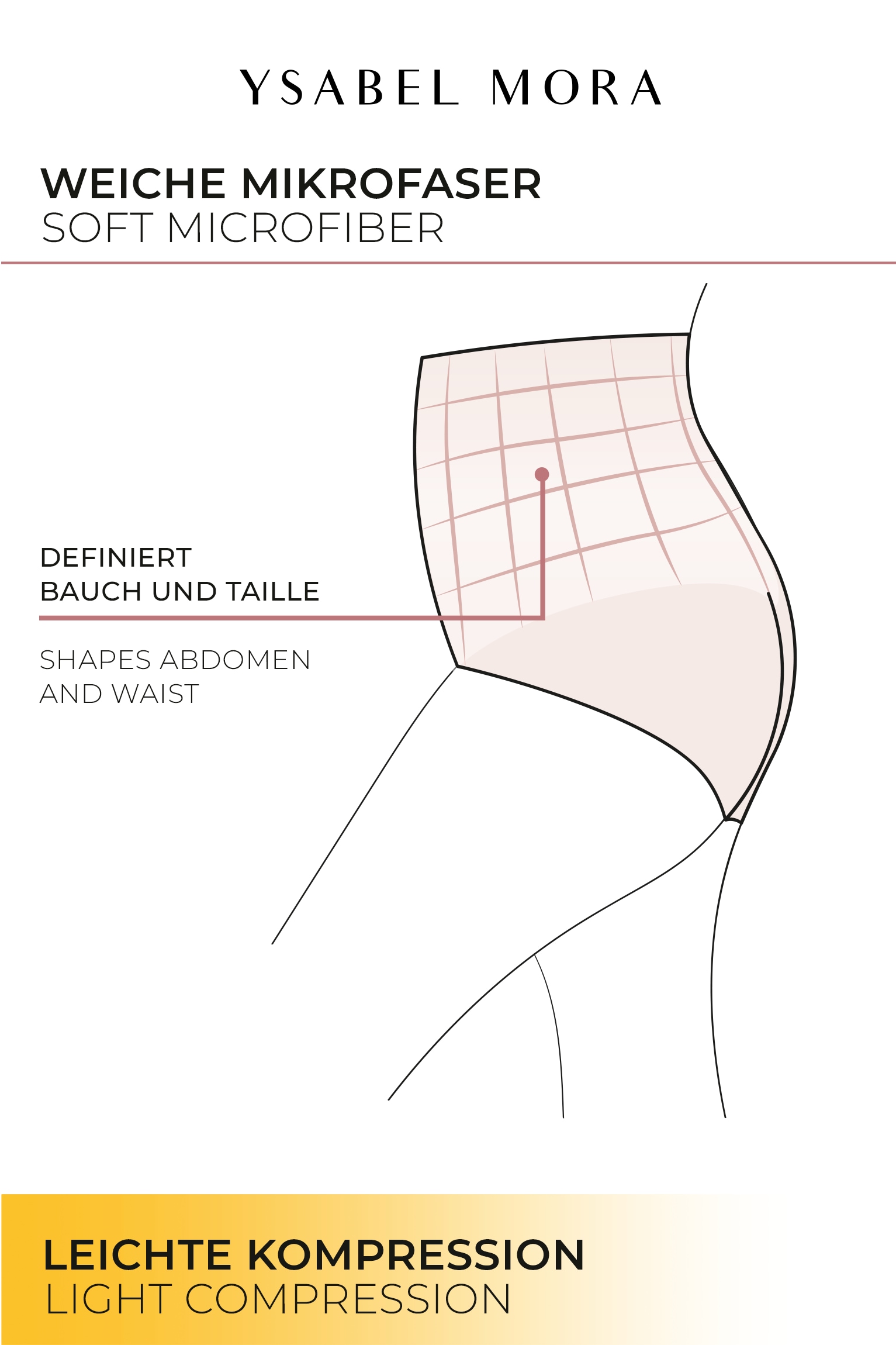 YSABEL MORA Panty taille haute 2er Pack,  hoch geschnitten, elastisch, starker Shape-Effekt, Tüll