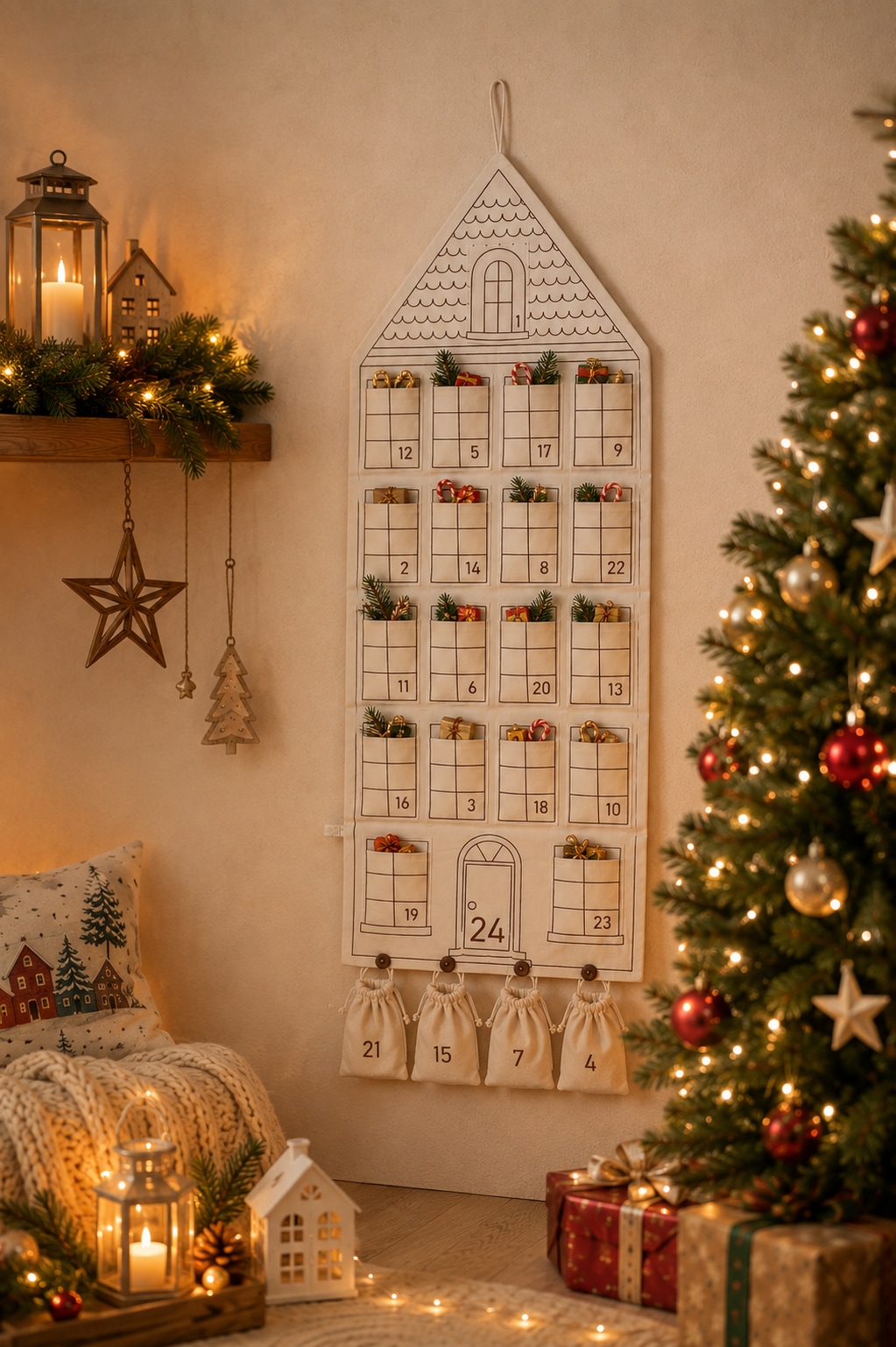 homsy by Ana Johnson Adventskalender »Jolsy, Haus Weihnachten ca.50x120cm, für Türen, aber auch als Wanddeko« Es liegt keine Altersempfehlung vor für Geschenke, Gutscheine, Süssigkeiten und andere Überraschungen