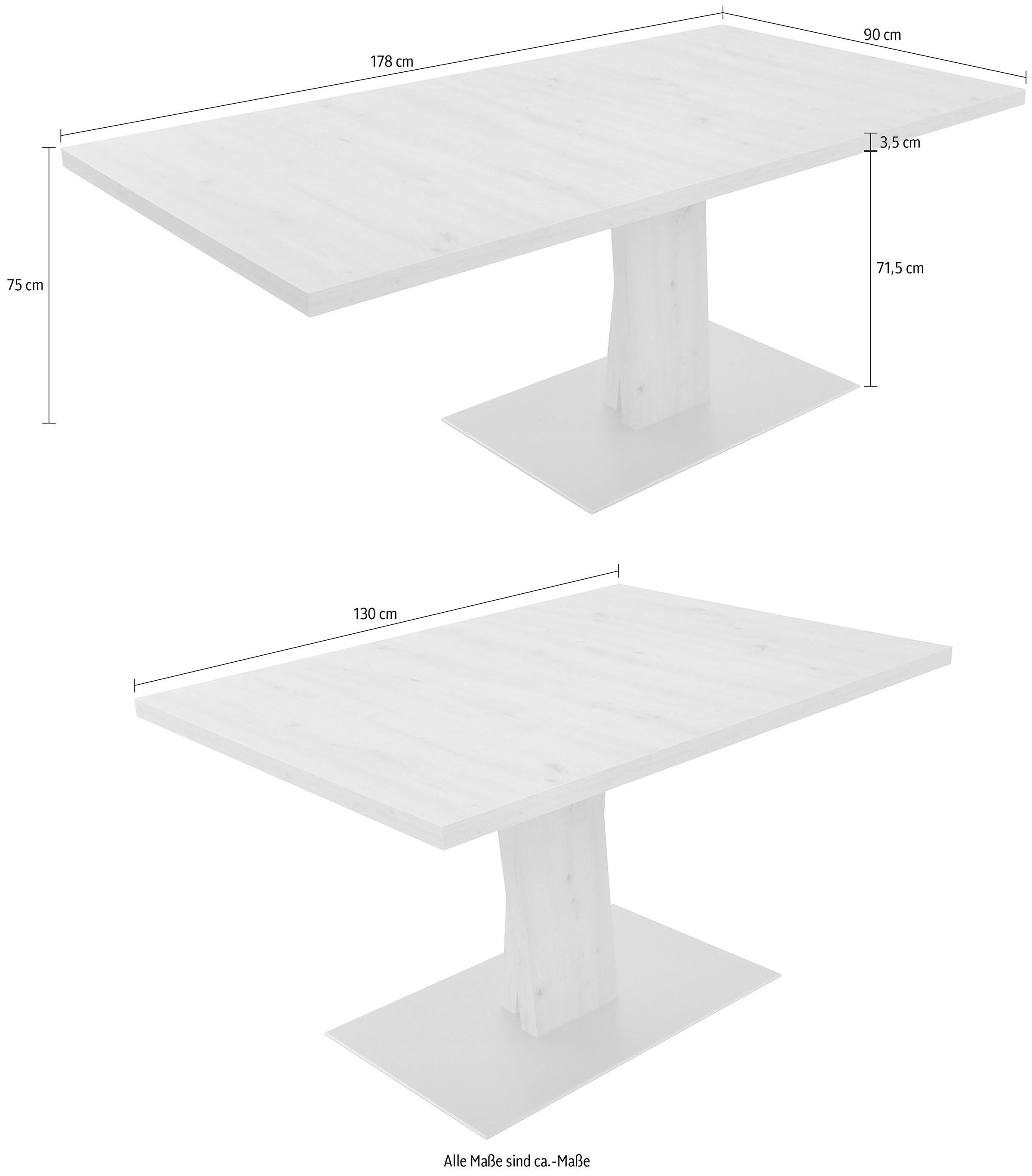 K+W Komfort & Wohnen Esstisch »Giacomo II Ausziehtisch« Artisan Eiche Nachbildung, mit Schiebe-Ansteckplatte, Bodenplatte MDF