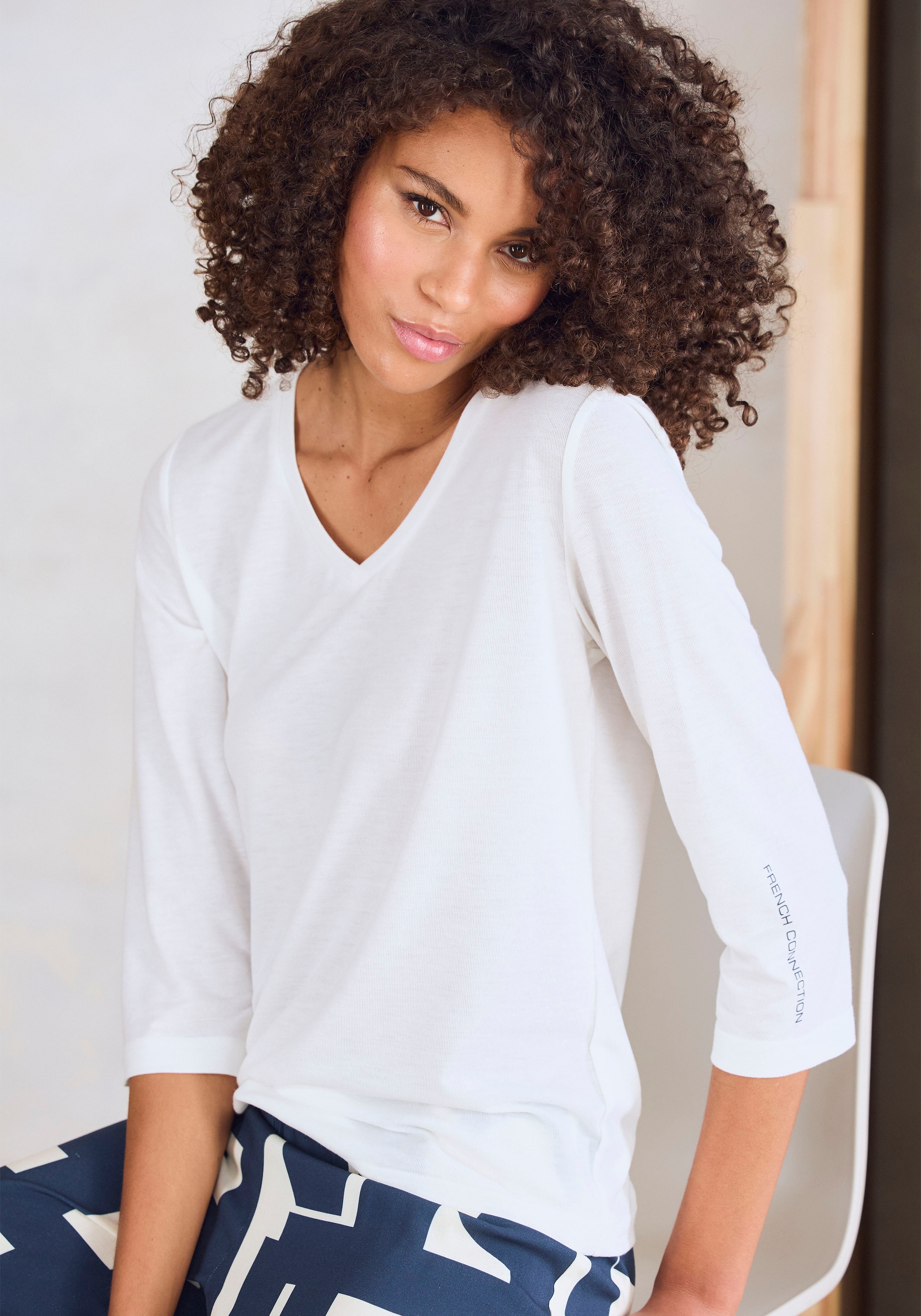 French Connection 3/4-Arm-Shirt Kuschelweiche Viskosemischqualität