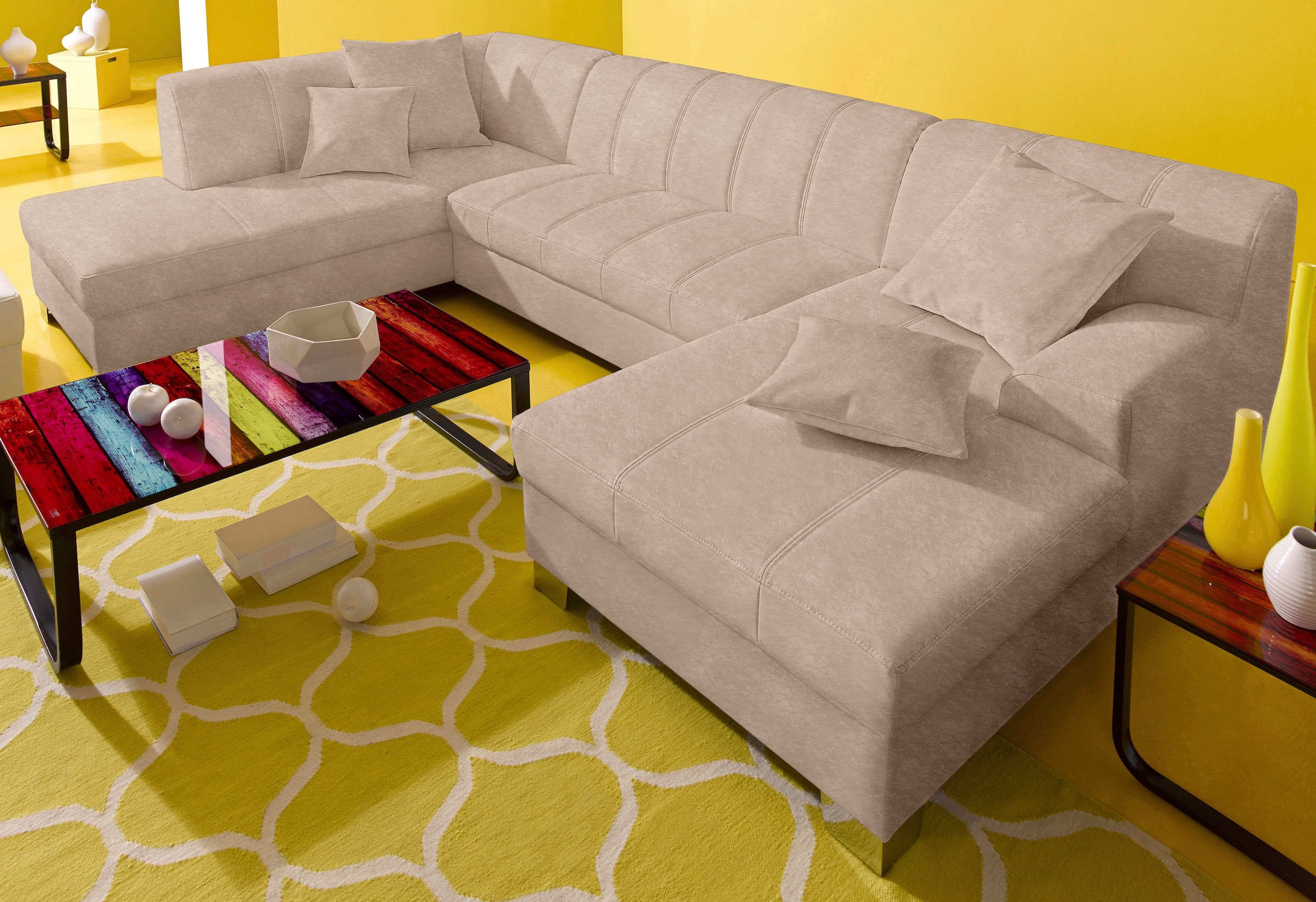 DOMO collection Paysage de salon »TURAH 297x195x75 cm, moderne Steppung« whlw. mit Bettfunktion, U-Form