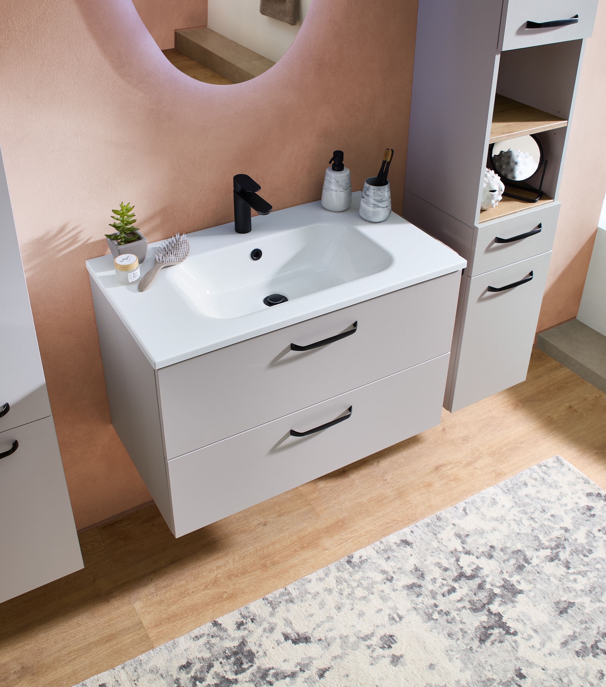 Saphir Ensemble de meubles de salle de bain »Quickset 500, Waschtischunterschrank mit Mineralmarmorwaschtisch« 2 cuis tlg.