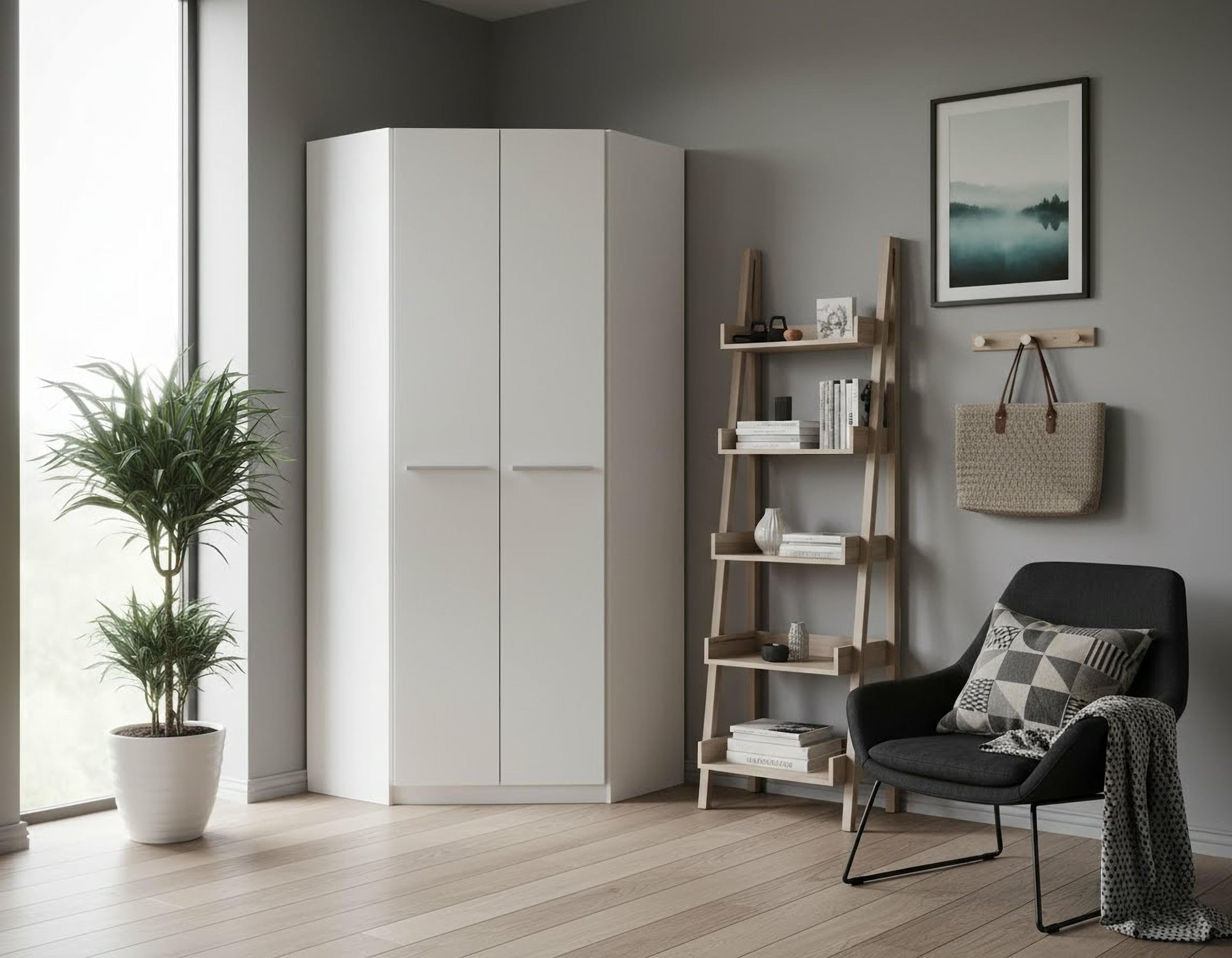 priess Armoire d'angle »Barcelona Kleiderschrank Ecklösung Raumwunder« en 2 profondeurs Armoire d'angle Armoire Vestiaire