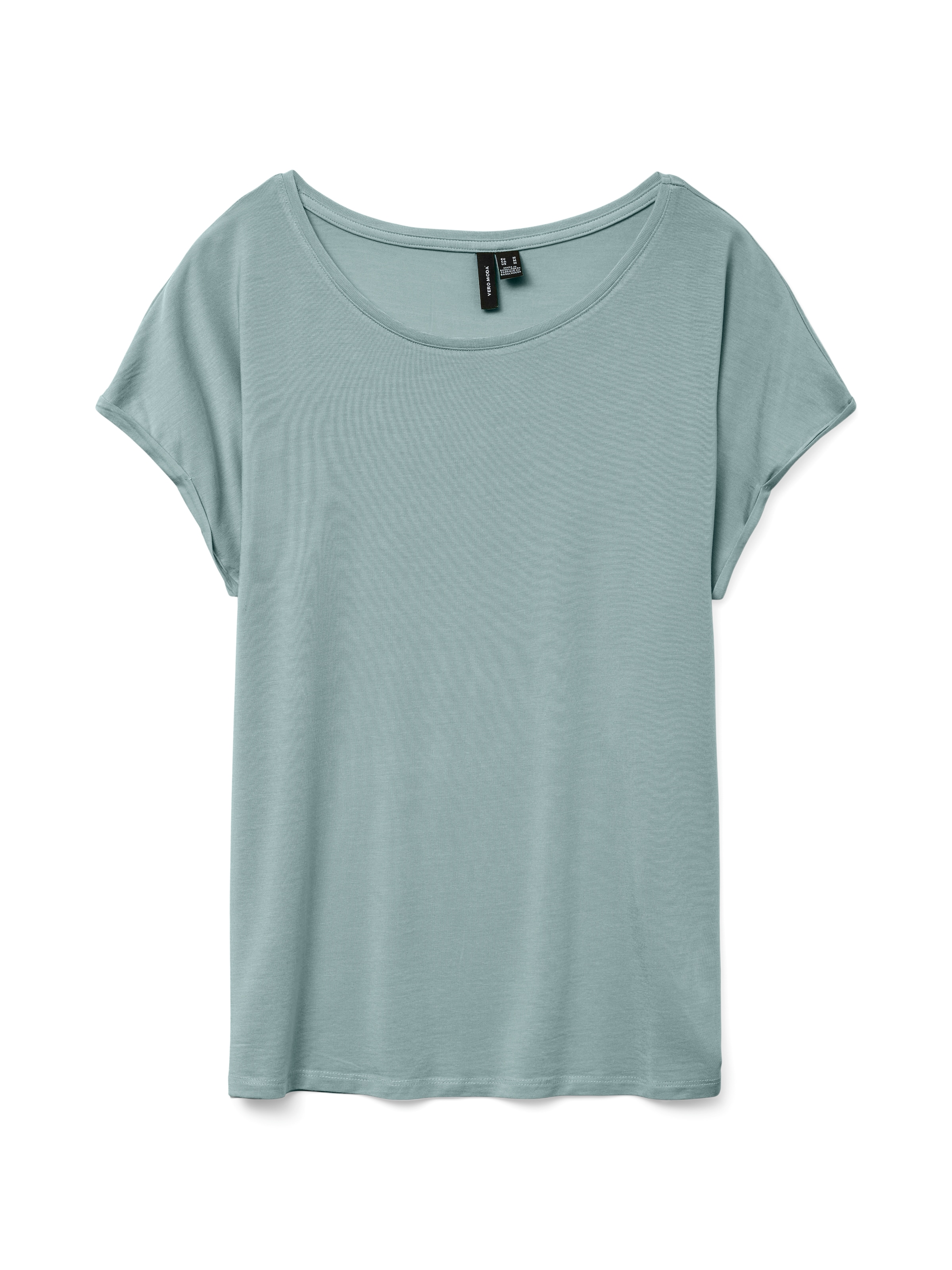 Vero Moda Rundhalsshirt »VMAVA PLAIN SS TOP GAJRS NOOS« Materialmix, regular fit