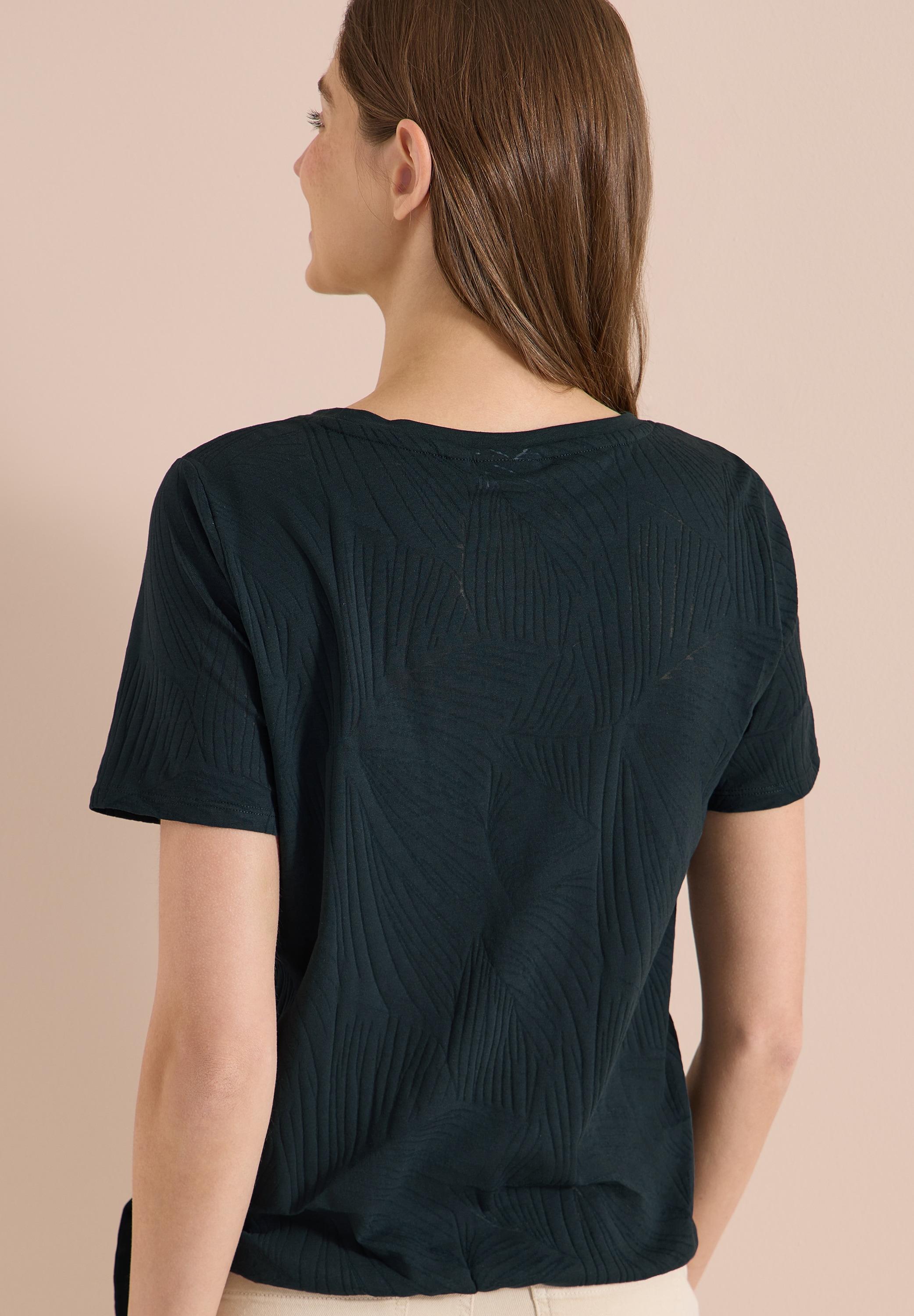 Cecil Shirt à col rond t-shirt d'été en look burnout avec texte