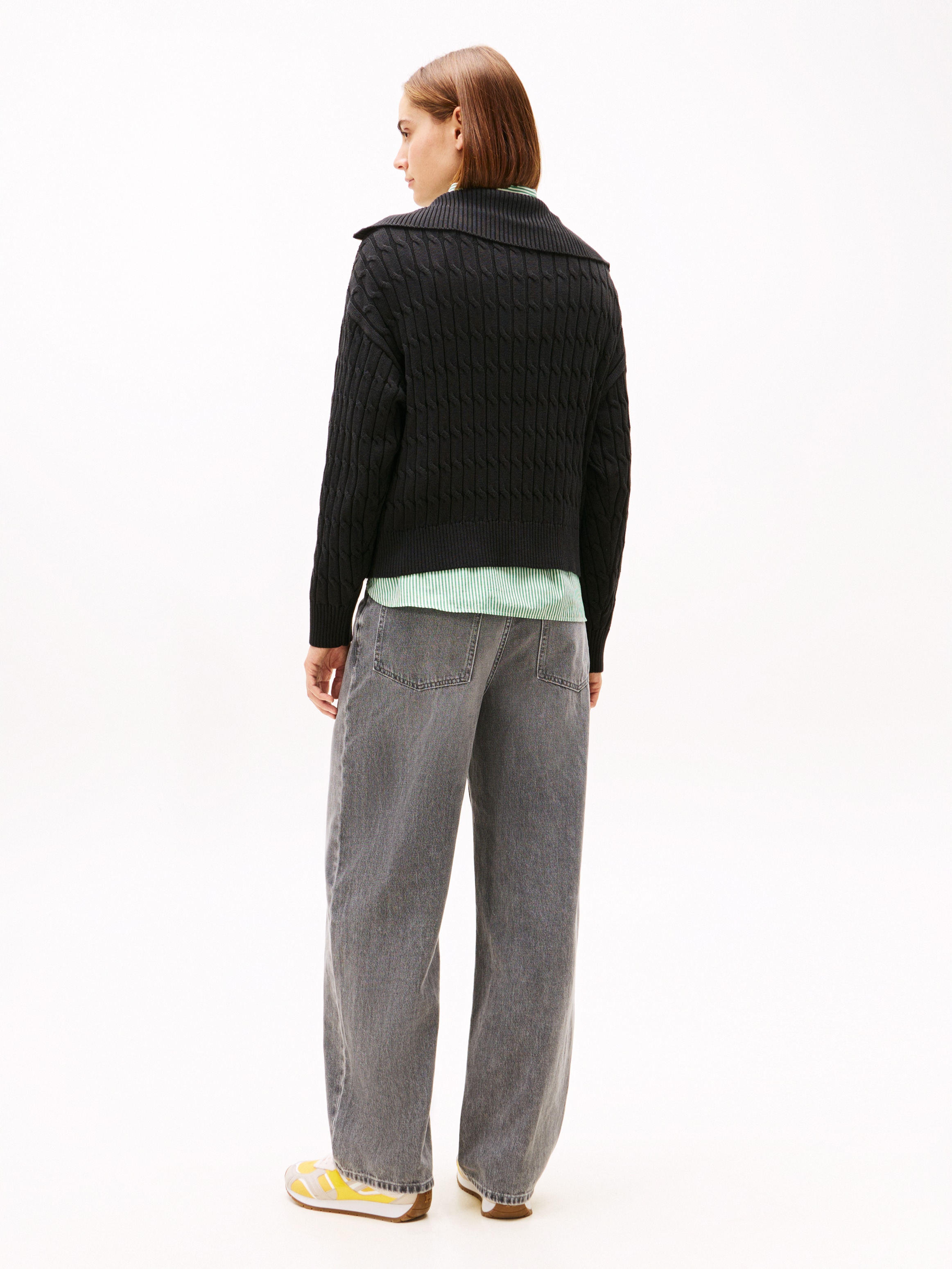 Tommy Hilfiger Troyer »CO CABLE MID GG 1/2 ZIP LS SWT« mit Zopfmuster