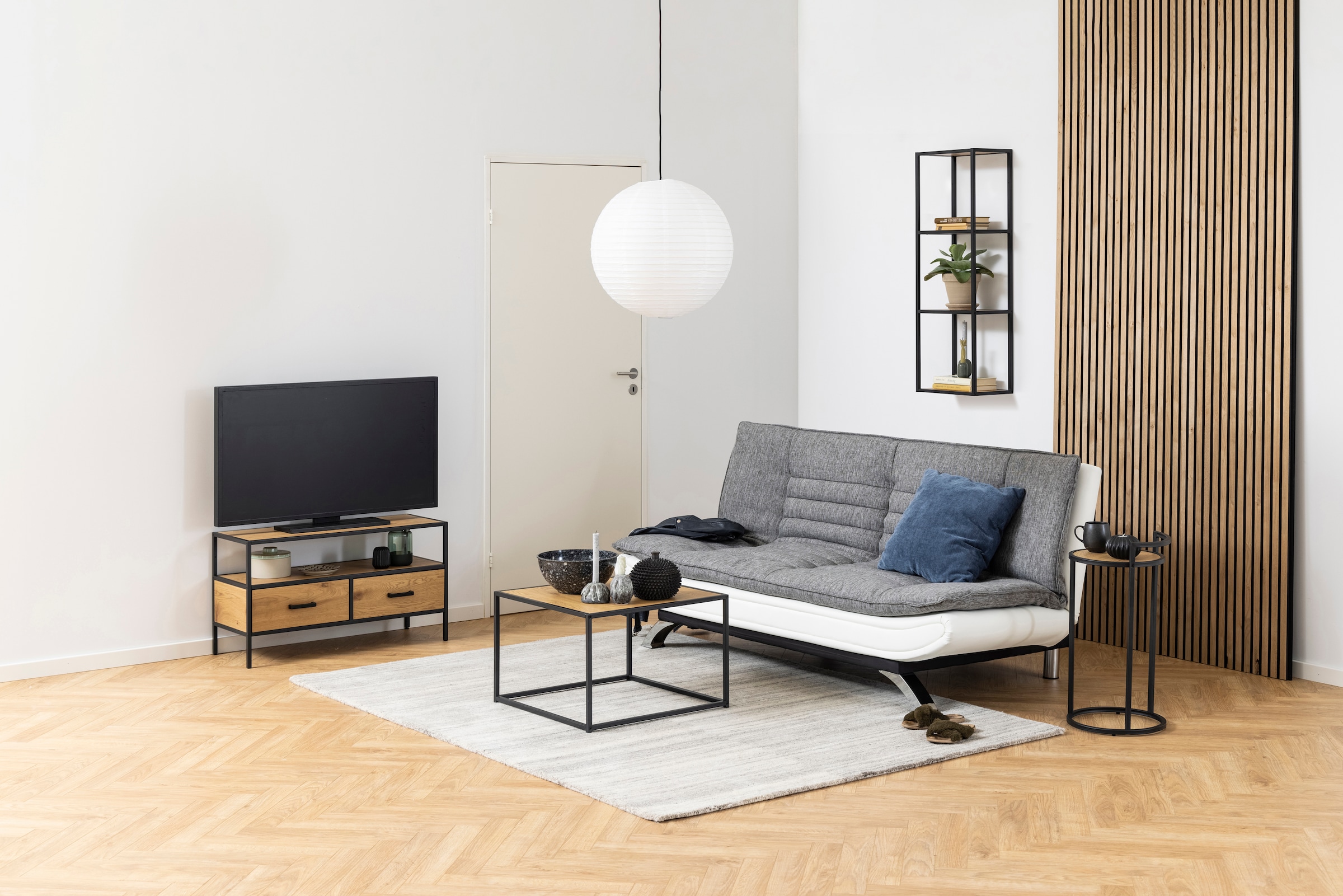ACTONA GROUP Table basse structure métallique au look industriel moderne, carrée, largeur 60 cm