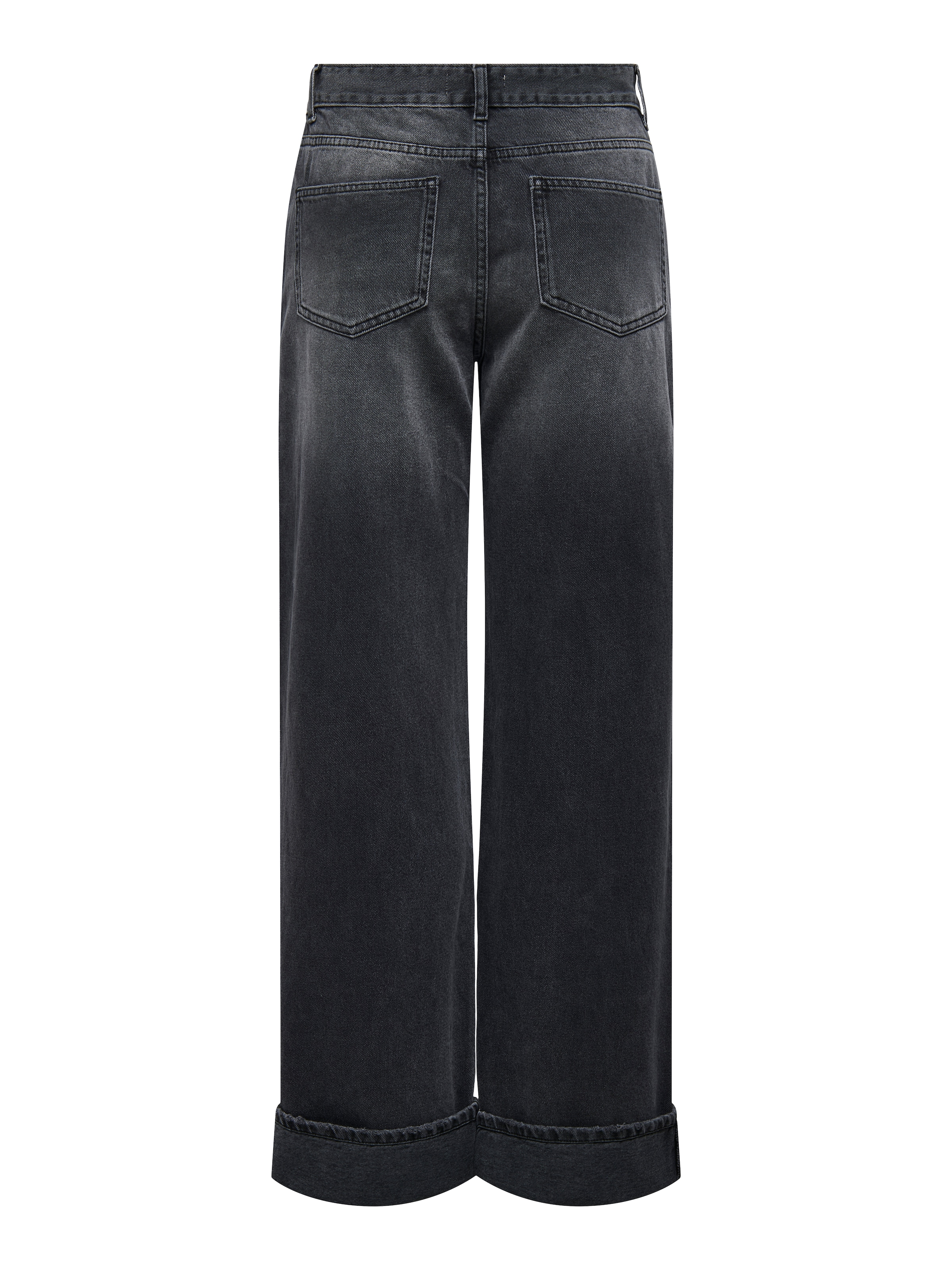 ONLY Jeans large »ONLELLA MW WIDE FOLD UP TAI523 DNM« mittlere Taille, weite Beinform, washed black