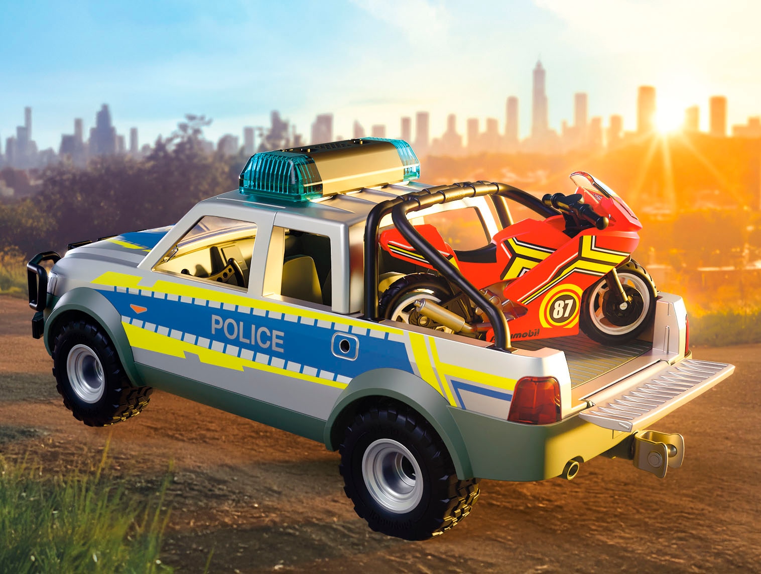 Playmobil® Jeu de construction »Verfolgungsjagd mit Polizei Pick-Up (71875), Action Heroes« mit Licht und Sound; Made in Europe