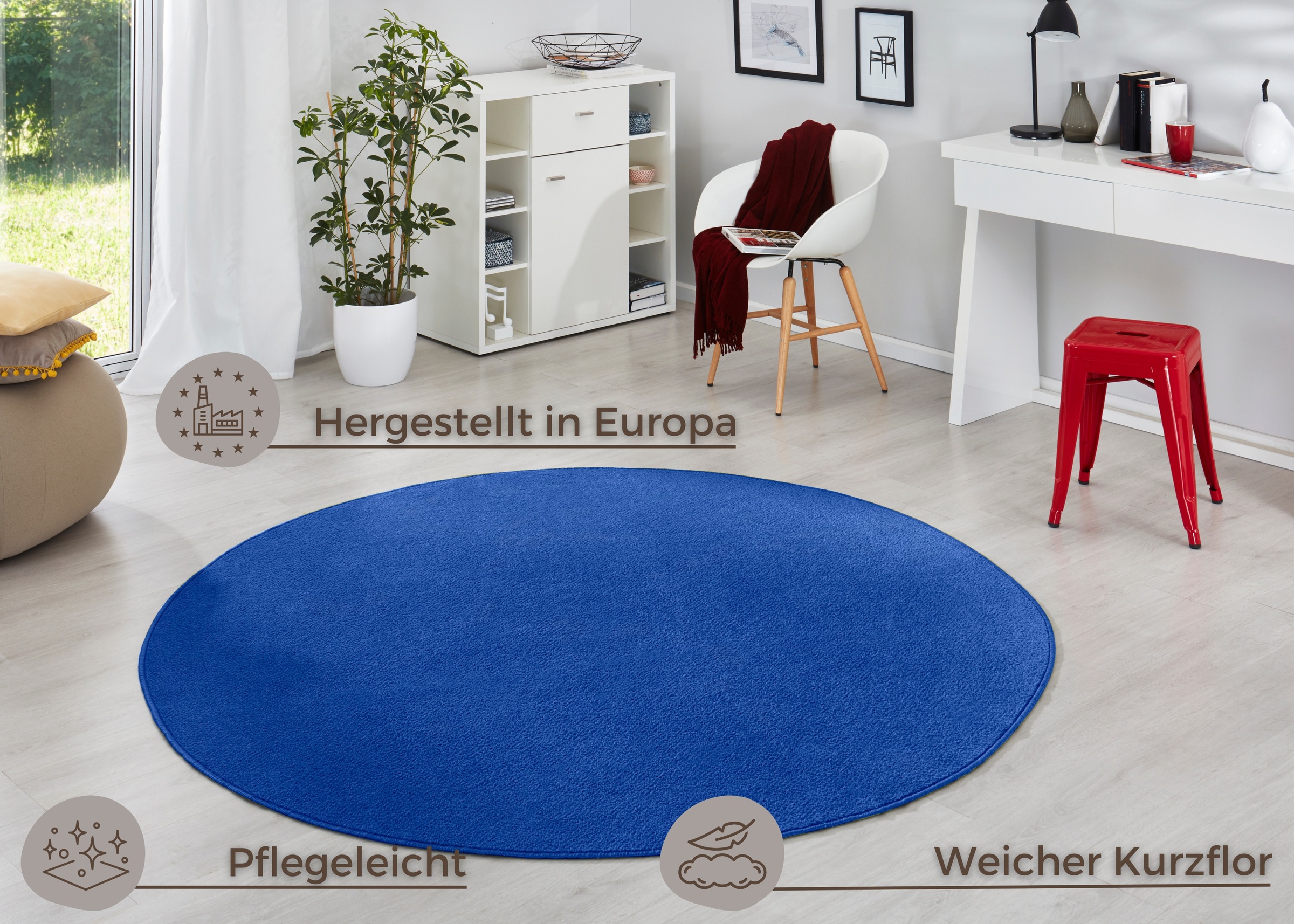 HANSE Home Tapis »Fancy« Rond 7 mm Höhe Kurzflor, Weich, Einfarbig, Wohnzimmer, Schlafzimmer, Esszimmer