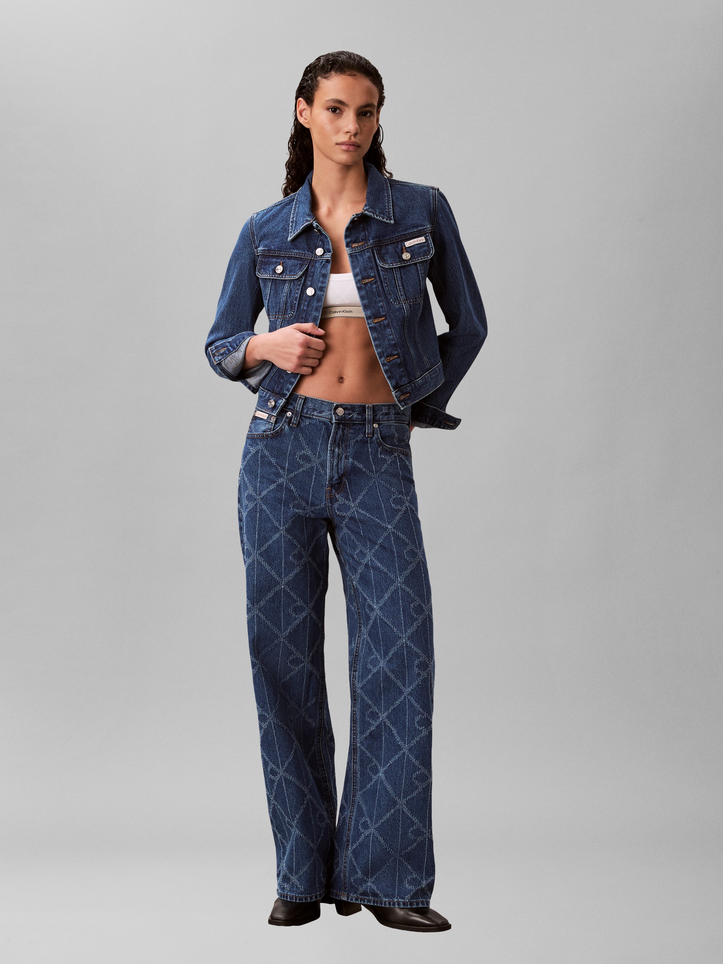 Calvin Klein Jeans Veste en jean ohne Kapuze Regular fit mit Umlegekragen